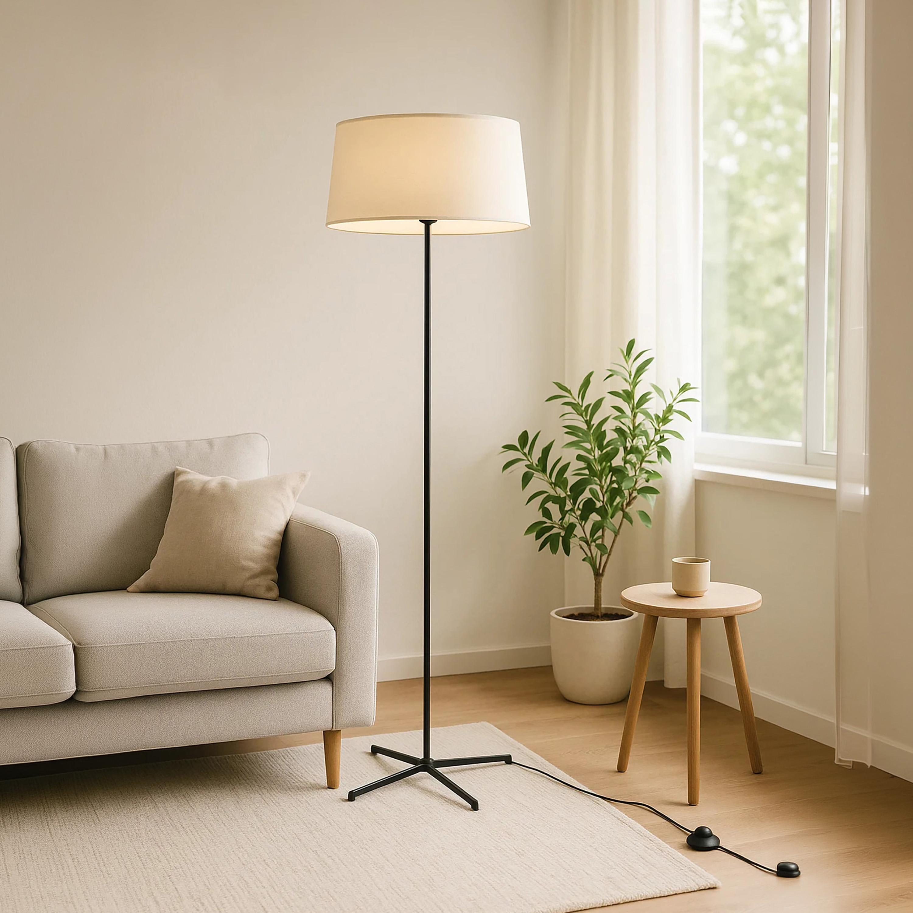 Maria Homes Minimalist Tripod Floor Lamp with Cream Fabric Shade-household-lighting-floorlamps-image-1