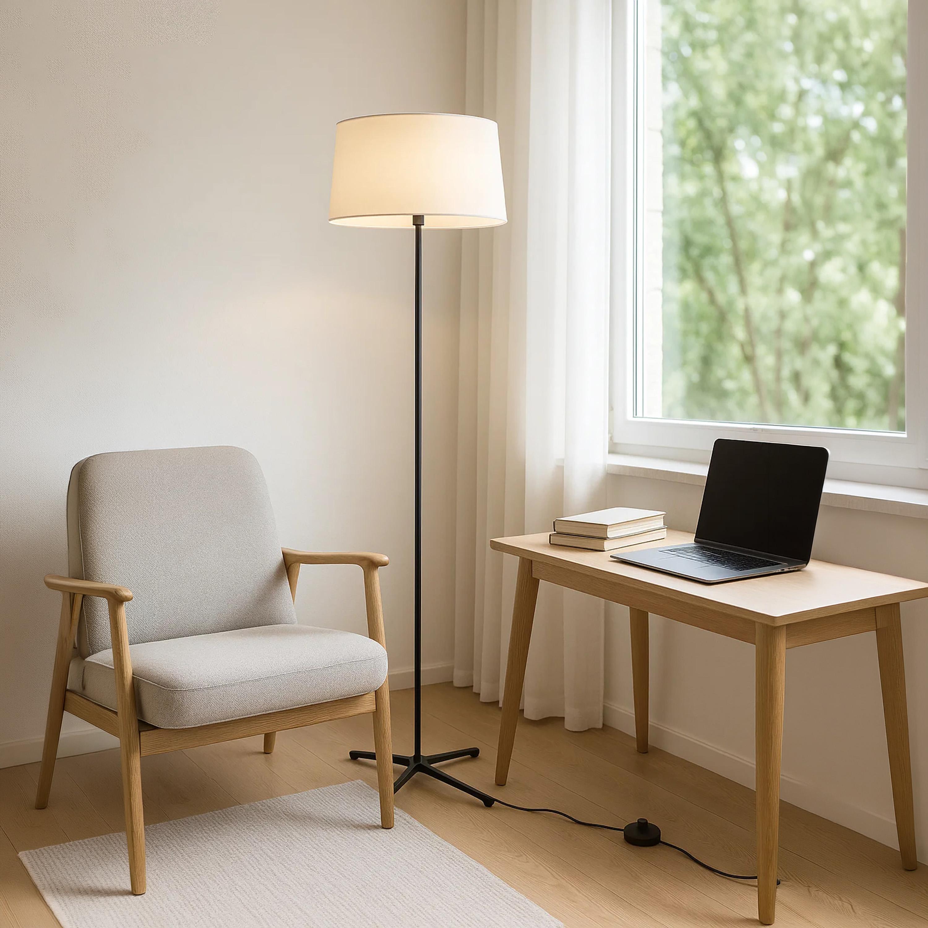 Maria Homes Minimalist Tripod Floor Lamp with Cream Fabric Shade-household-lighting-floorlamps-image-2