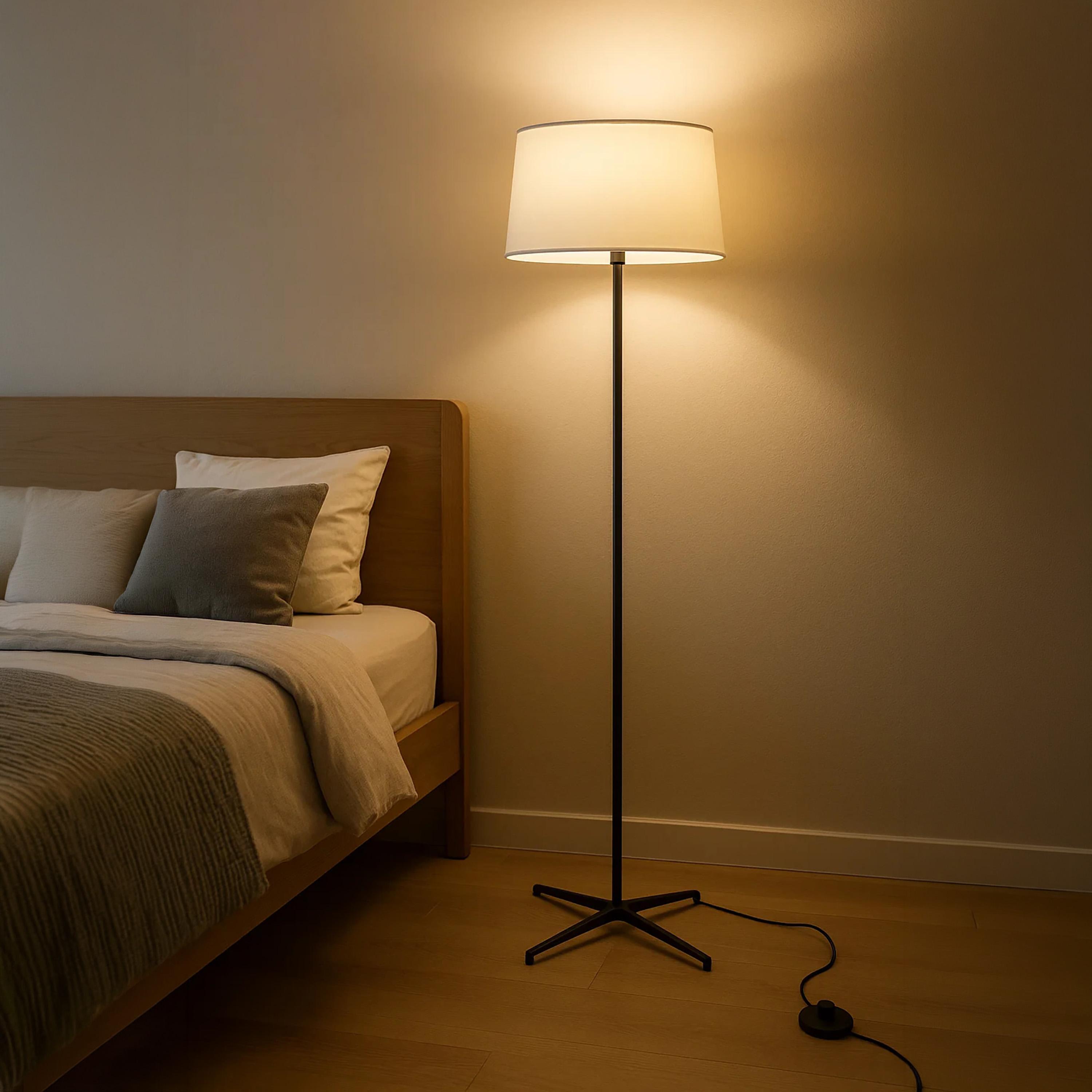 Maria Homes Minimalist Tripod Floor Lamp with Cream Fabric Shade-household-lighting-floorlamps-image-4