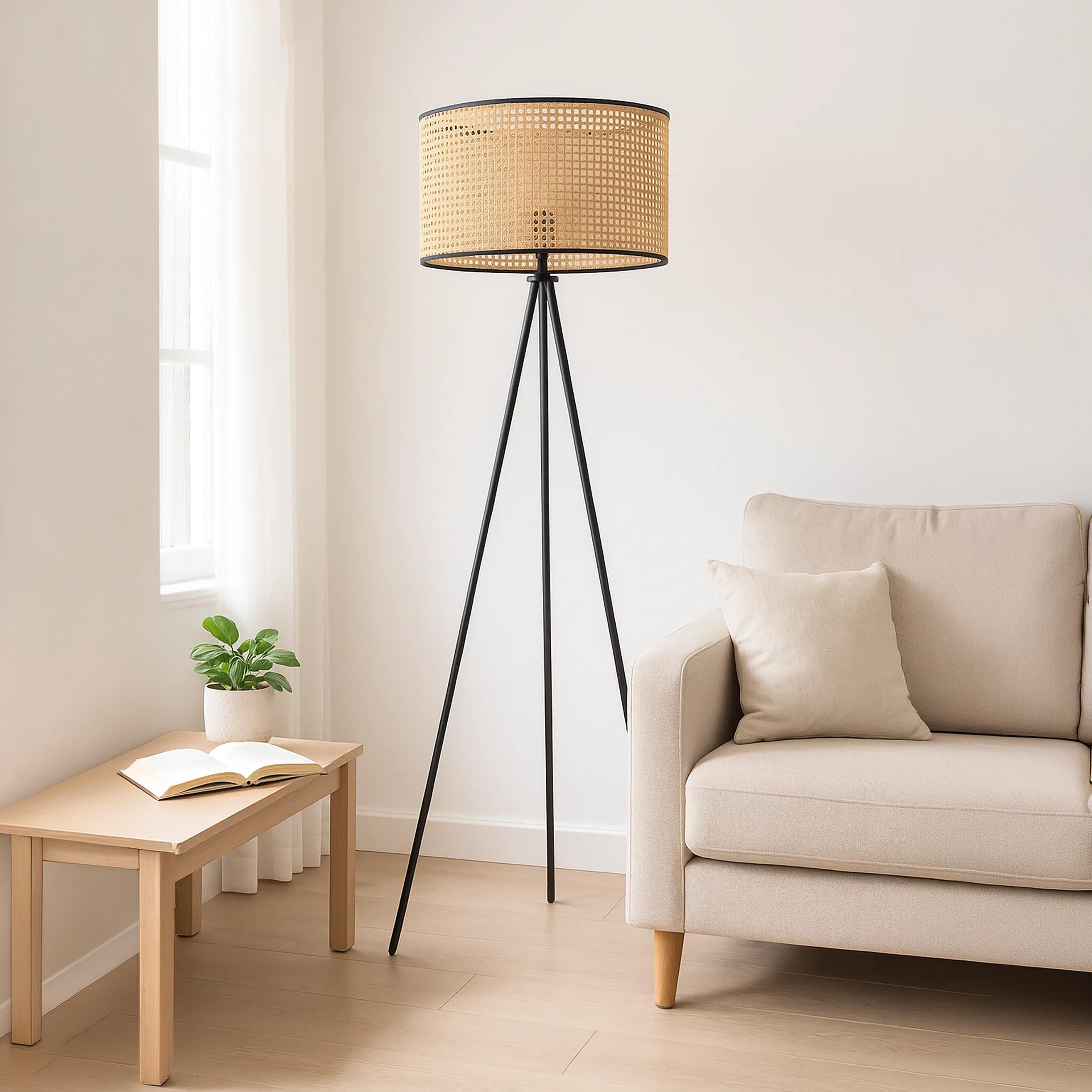 Maria Homes Stylish Tripod Floor Lamp with Woven Rattan Shade-household-lighting-floorlamps-image-4