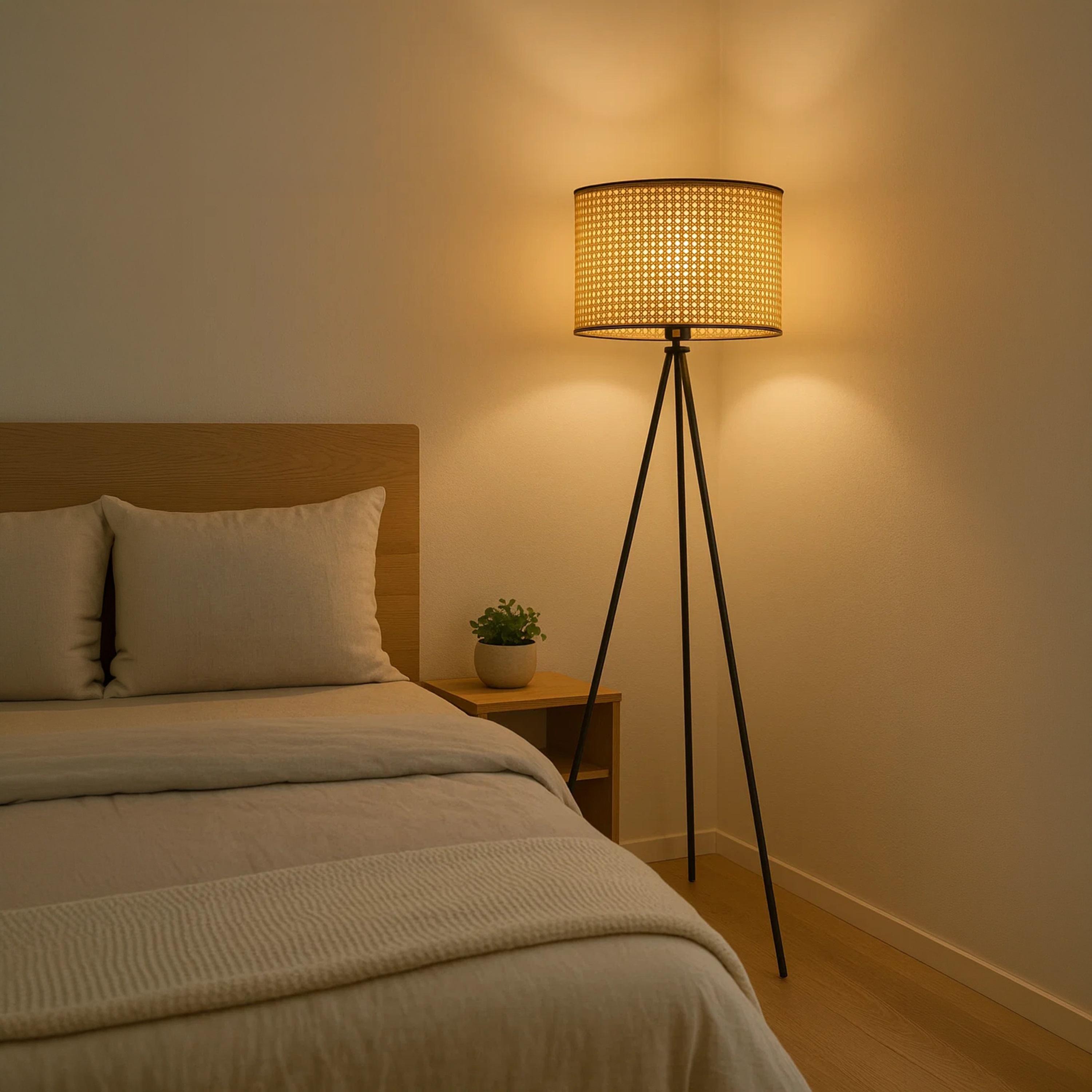 Maria Homes Stylish Tripod Floor Lamp with Woven Rattan Shade-household-lighting-floorlamps-image-5