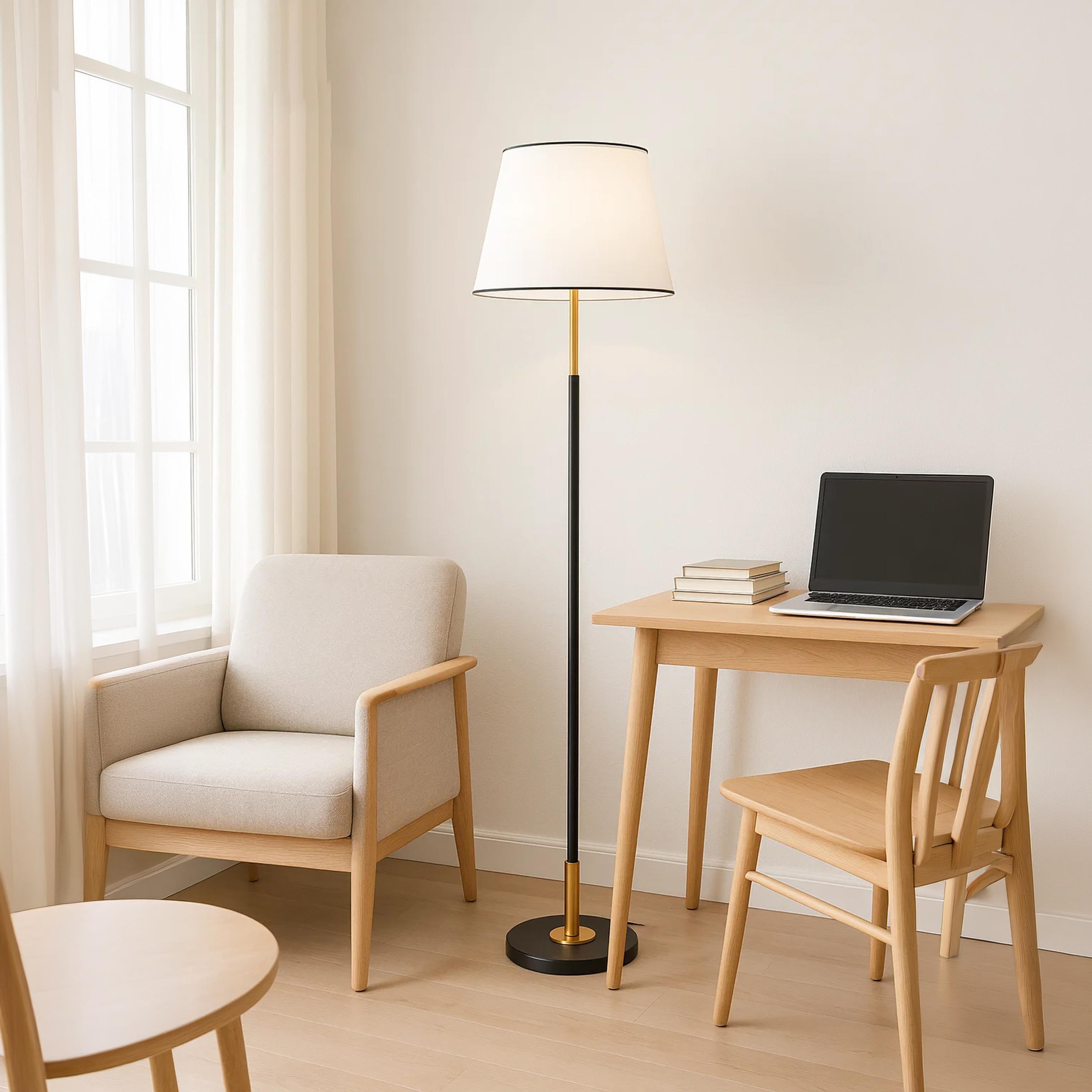 Maria Homes Black & Gold Floor Lamp with White Tapered Shade-household-lighting-floorlamps-image-3