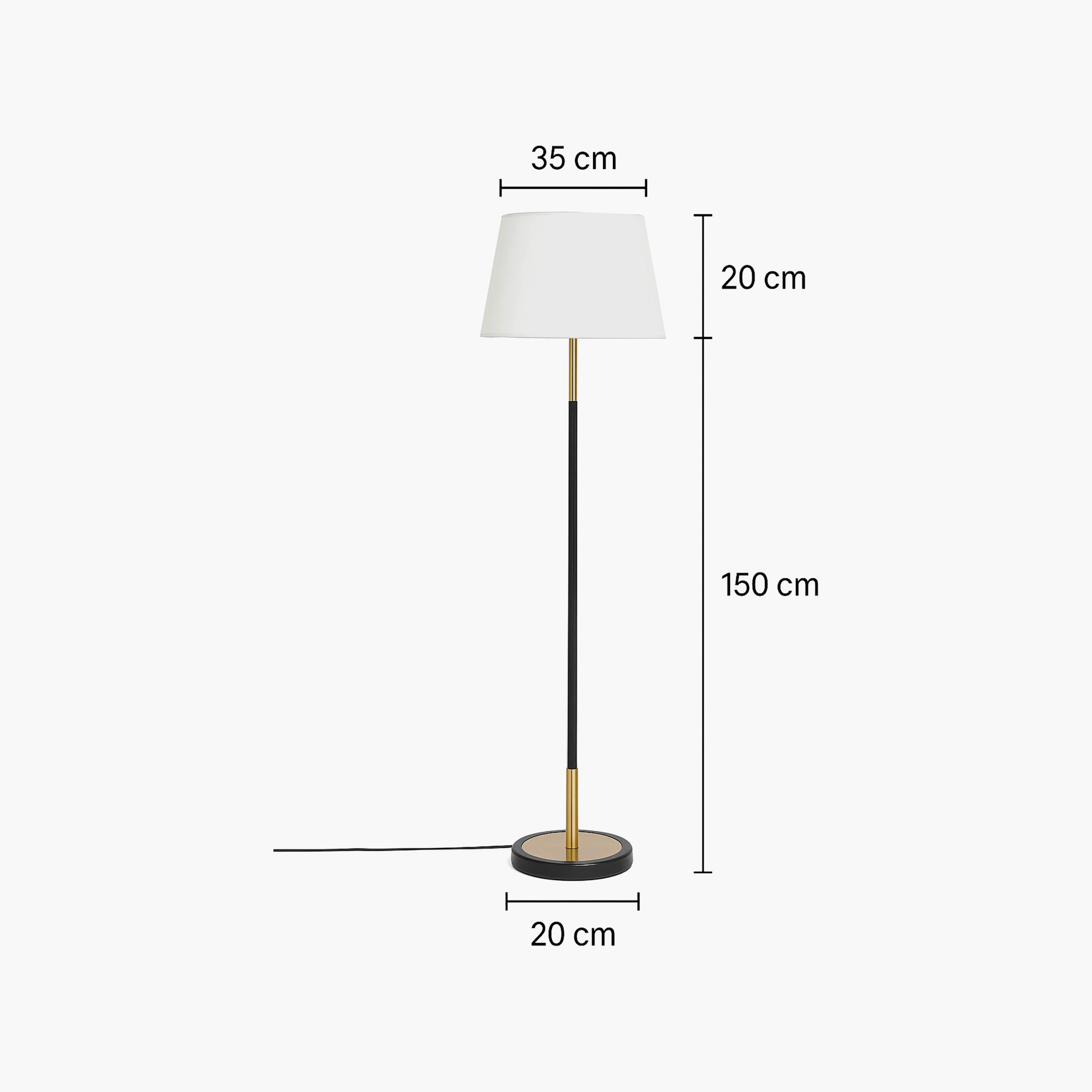 Maria Homes Black & Gold Floor Lamp with White Tapered Shade-household-lighting-floorlamps-image-5