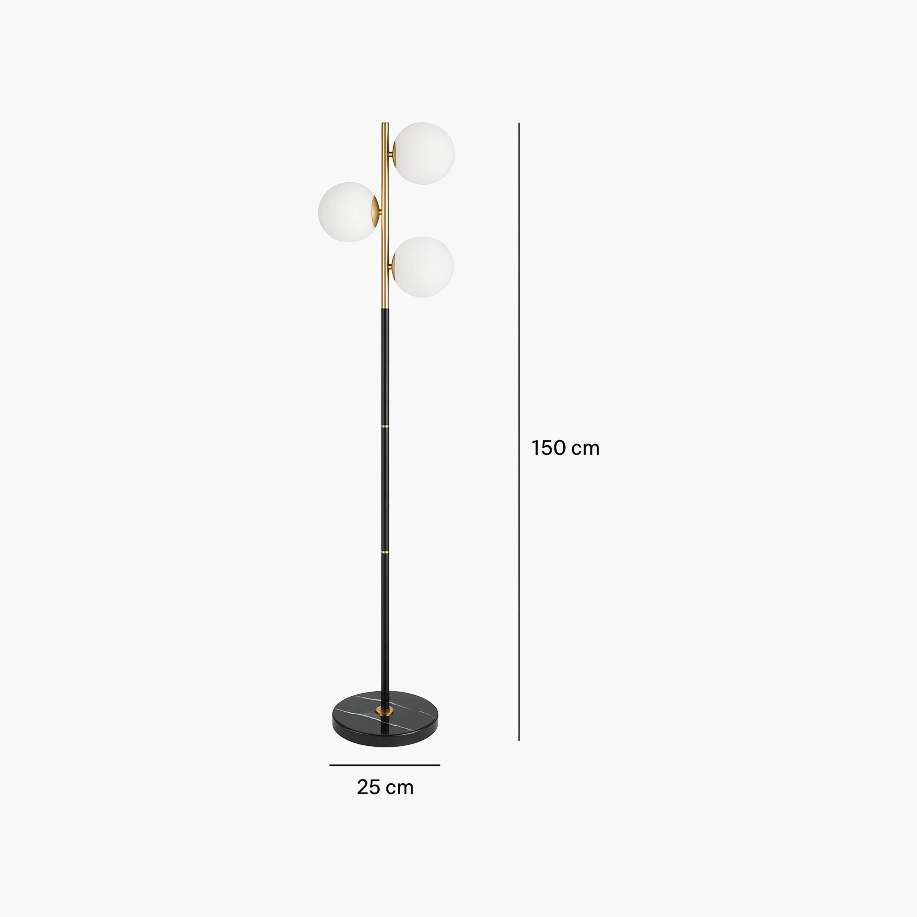 Maria Homes Elegant Black & Gold Floor Lamp with Frosted Globes-household-lighting-floorlamps-image-6