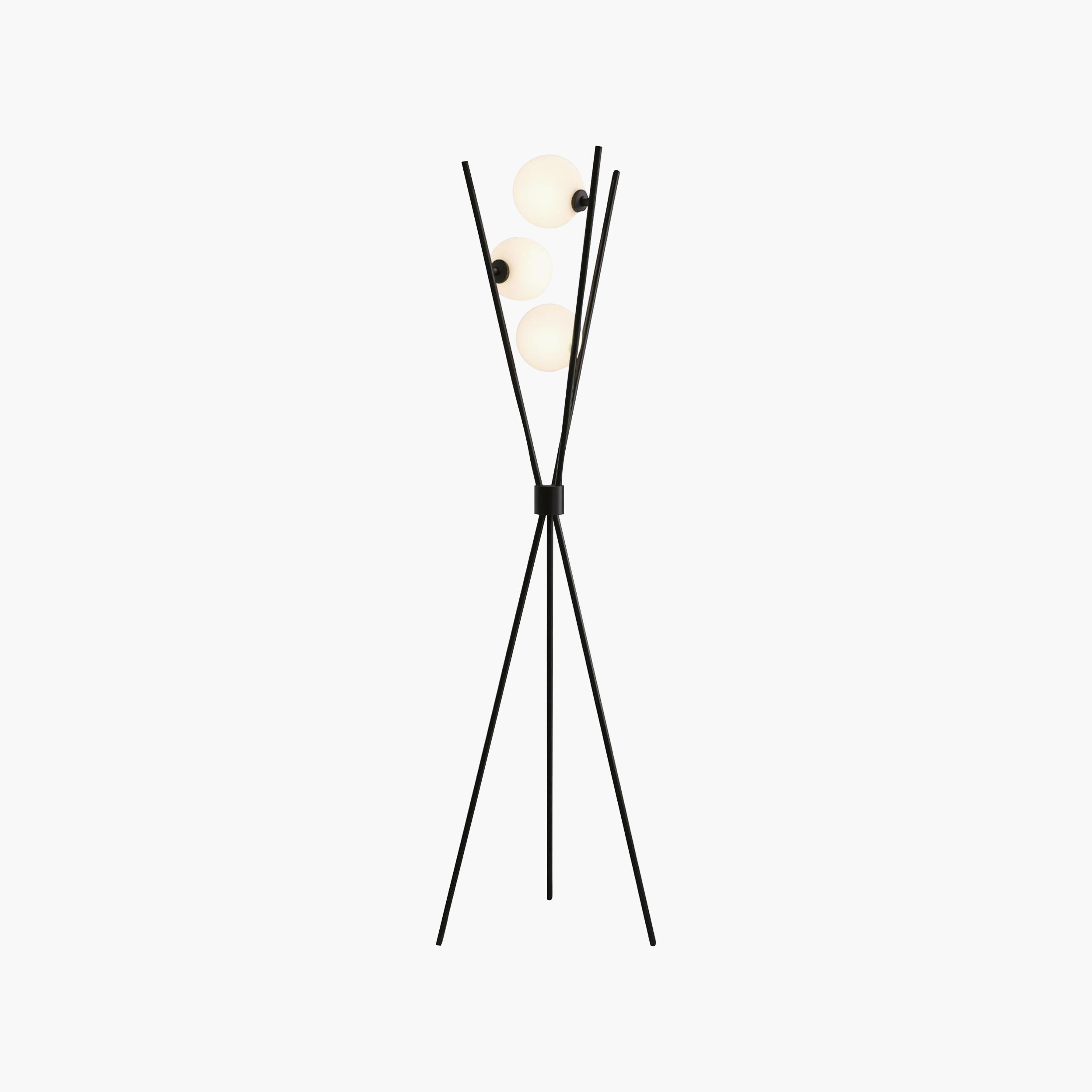 Maria Homes Modern Black Tripod Floor Lamp with Frosted Glass Globes-household-lighting-floorlamps-image-5