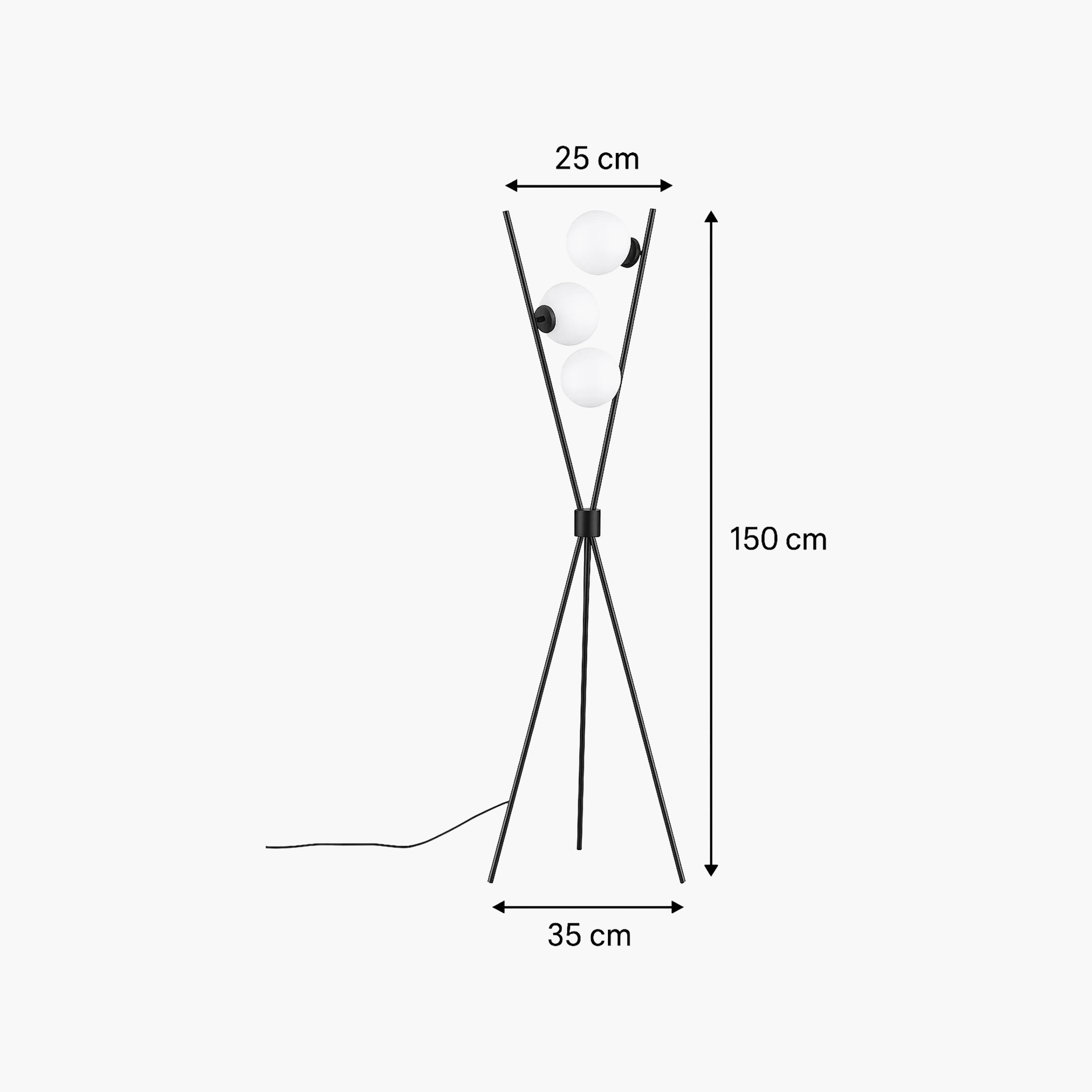 Maria Homes Modern Black Tripod Floor Lamp with Frosted Glass Globes-household-lighting-floorlamps-image-6
