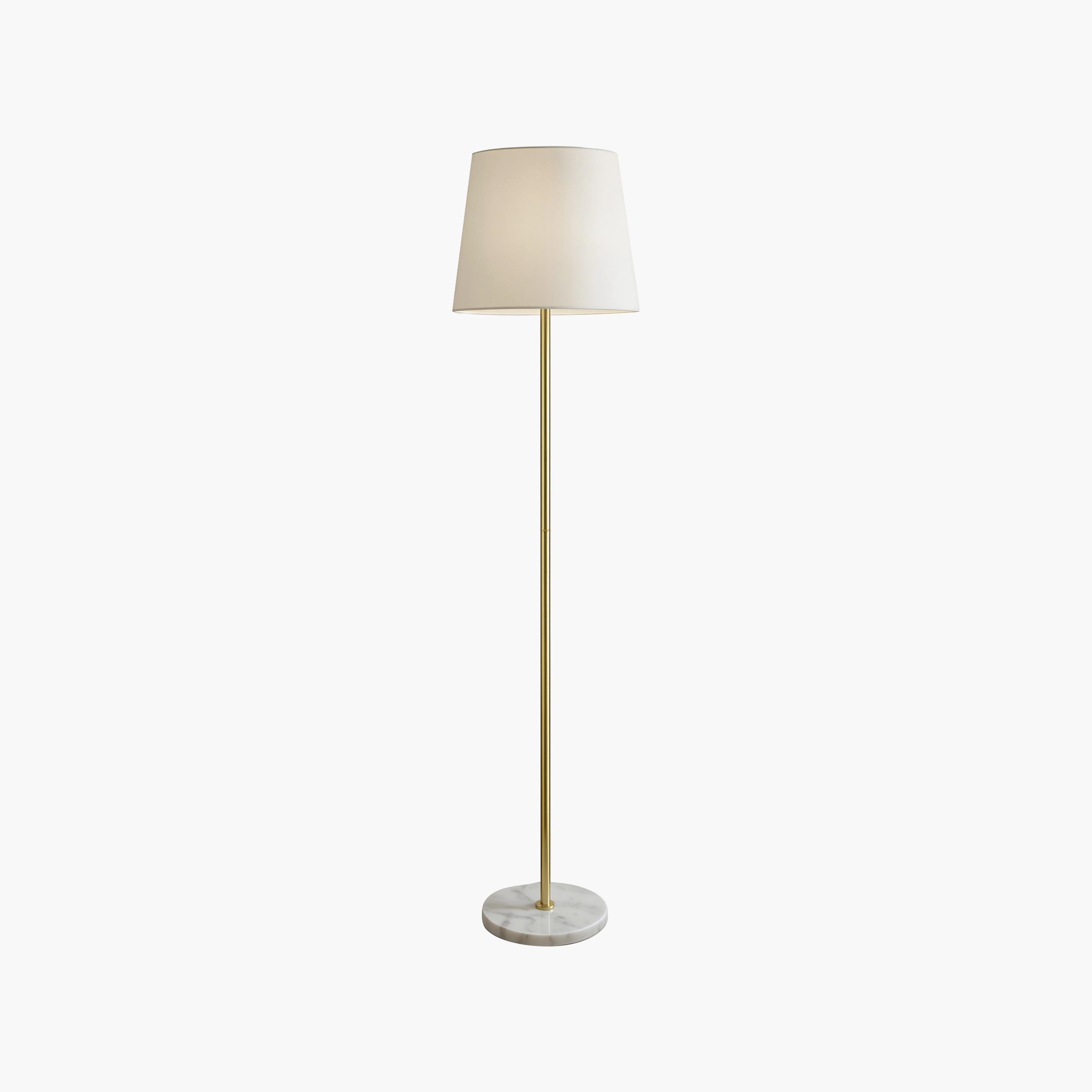 مصباح أرضي ذهبي أنيق بغطاء قماشي أبيض وقاعدة رخامية من ماريا هومز-household-lighting-floorlamps-image-5