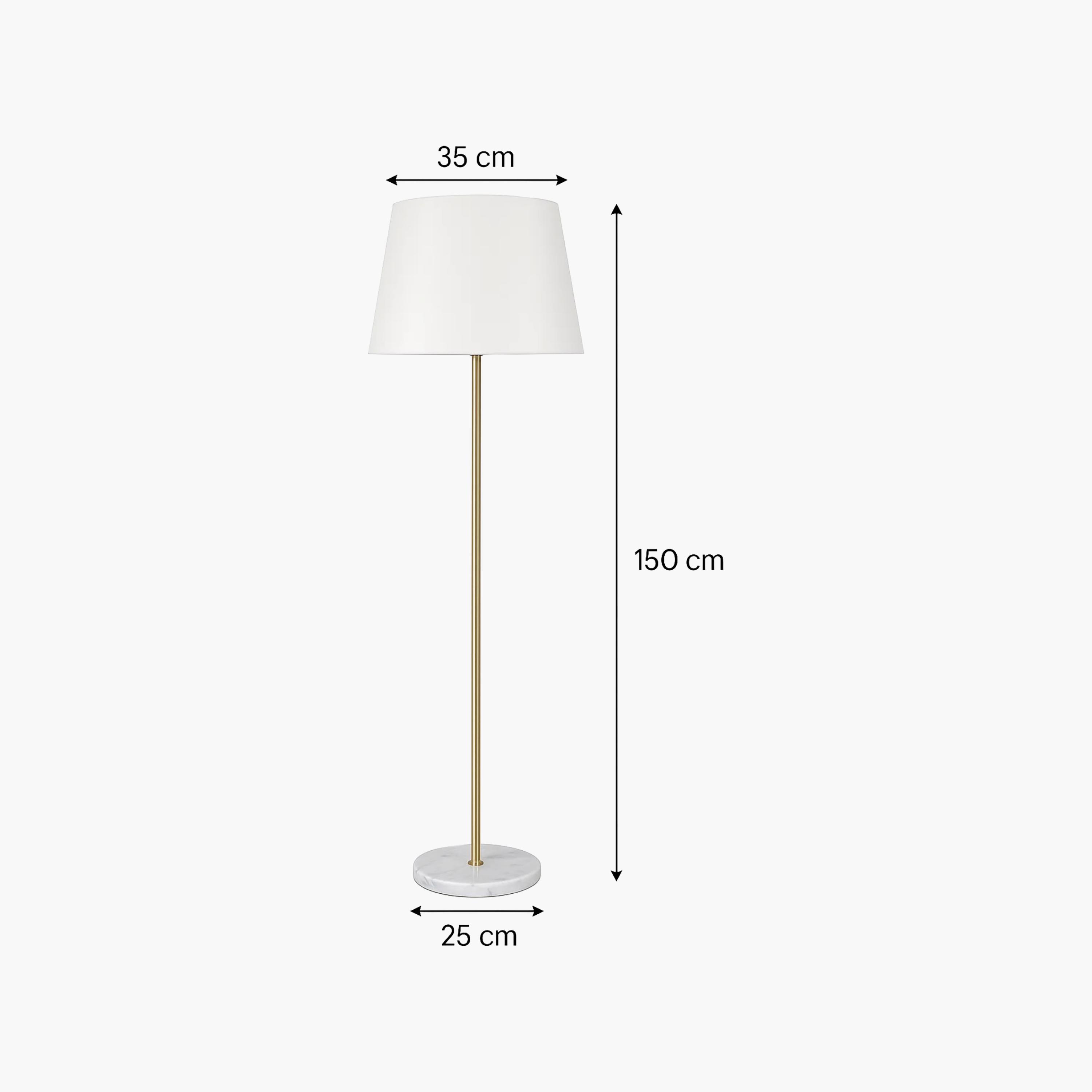 مصباح أرضي ذهبي أنيق بغطاء قماشي أبيض وقاعدة رخامية من ماريا هومز-household-lighting-floorlamps-image-6