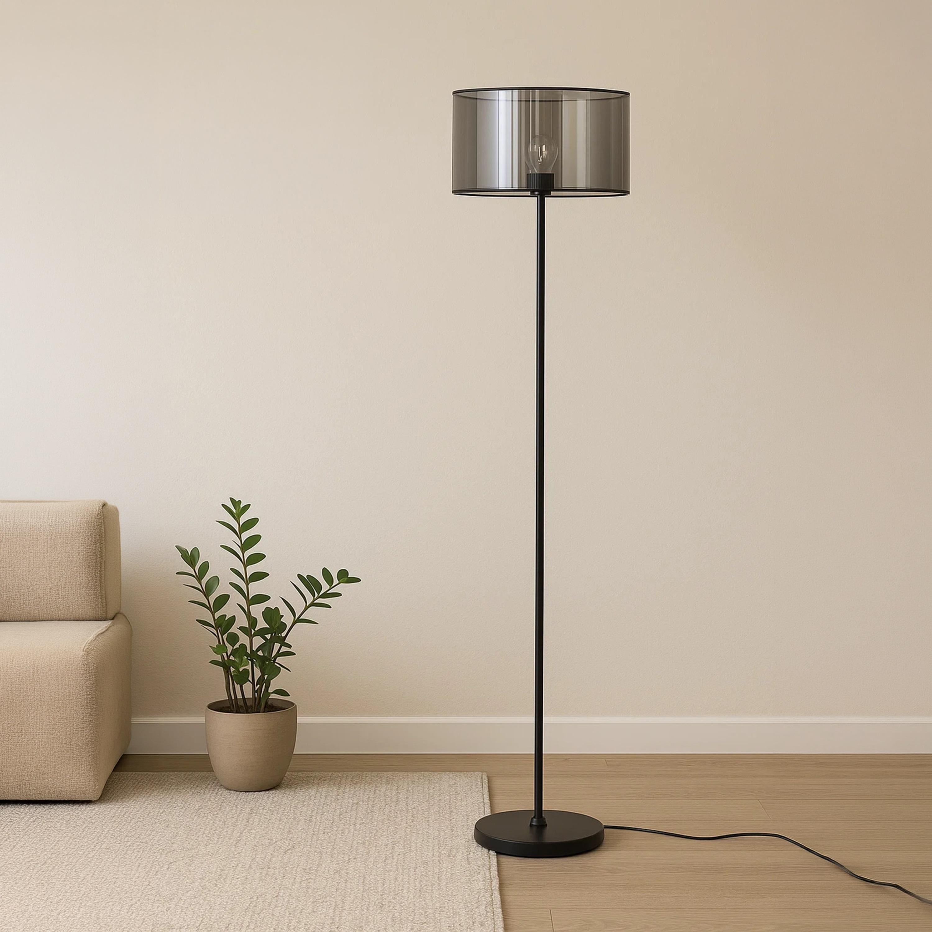 Maria Homes Modern Black Floor Lamp with Smoked Glass Shade-household-lighting-floorlamps-image-4