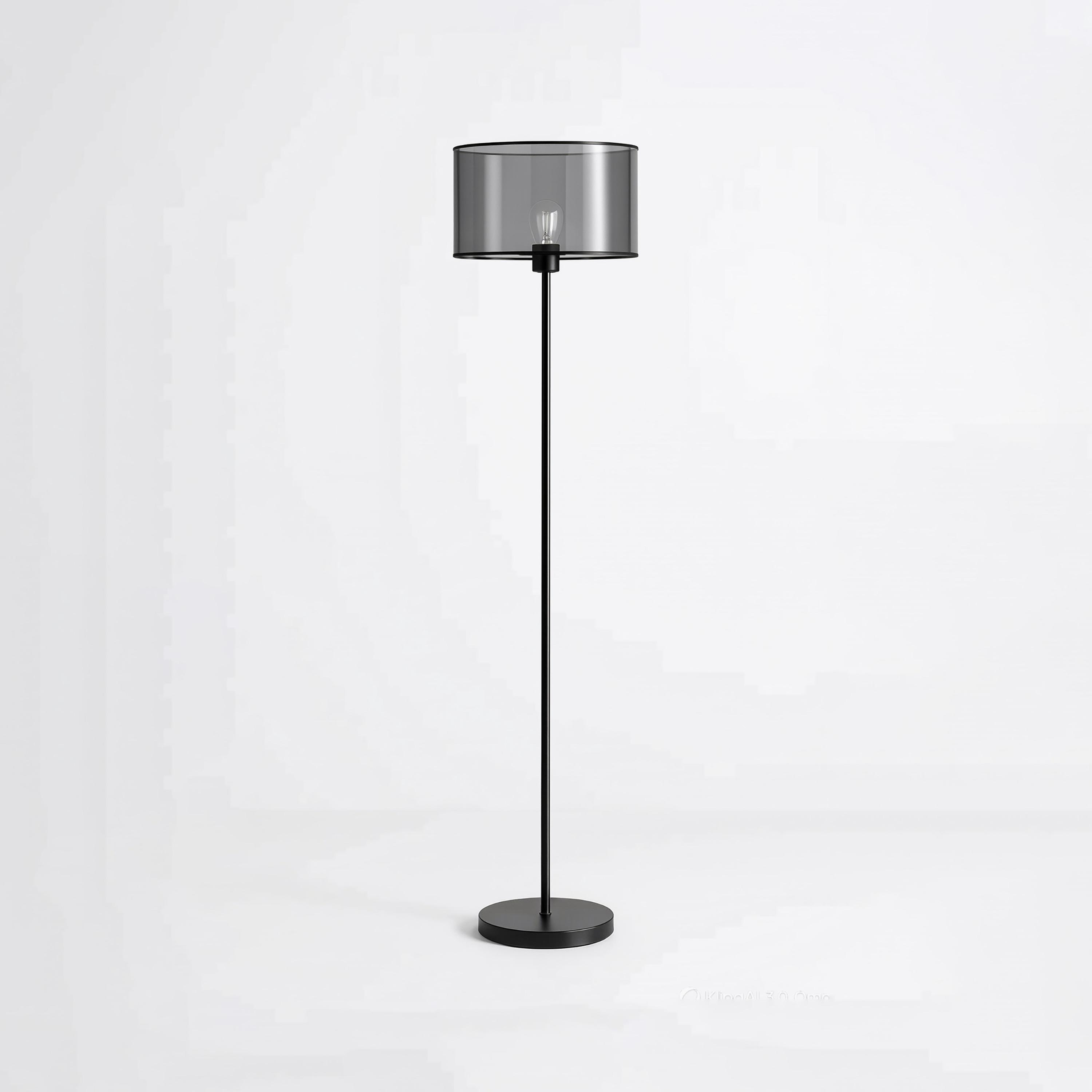 Maria Homes Modern Black Floor Lamp with Smoked Glass Shade-household-lighting-floorlamps-image-6