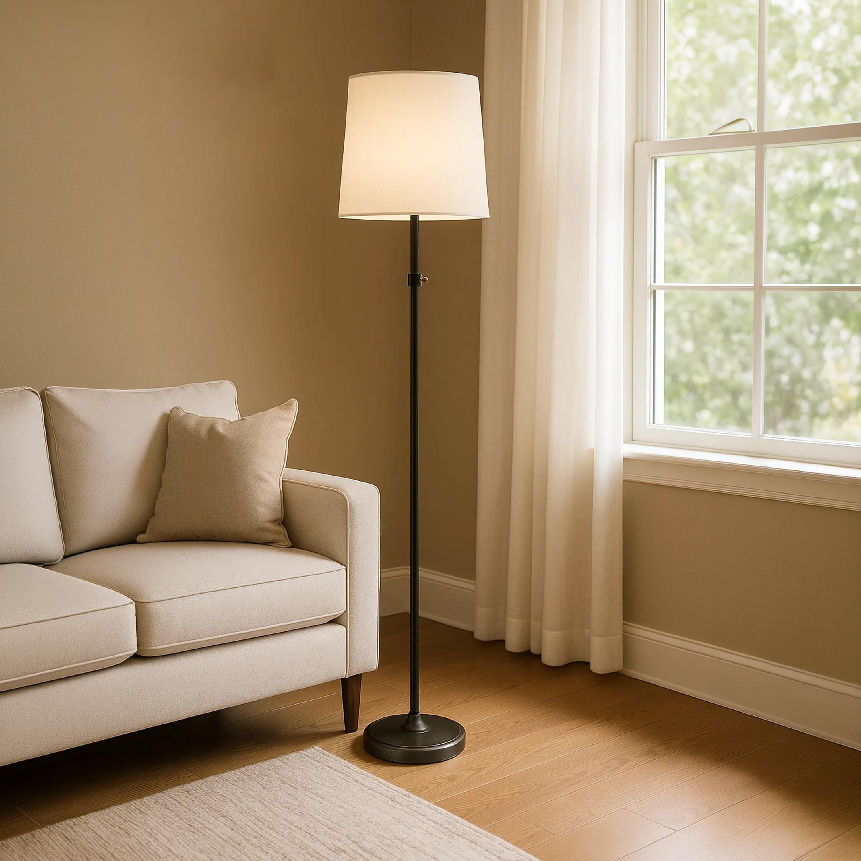 Maria Homes Classic Adjustable Floor Lamp with White Drum Shade-household-lighting-floorlamps-image-1