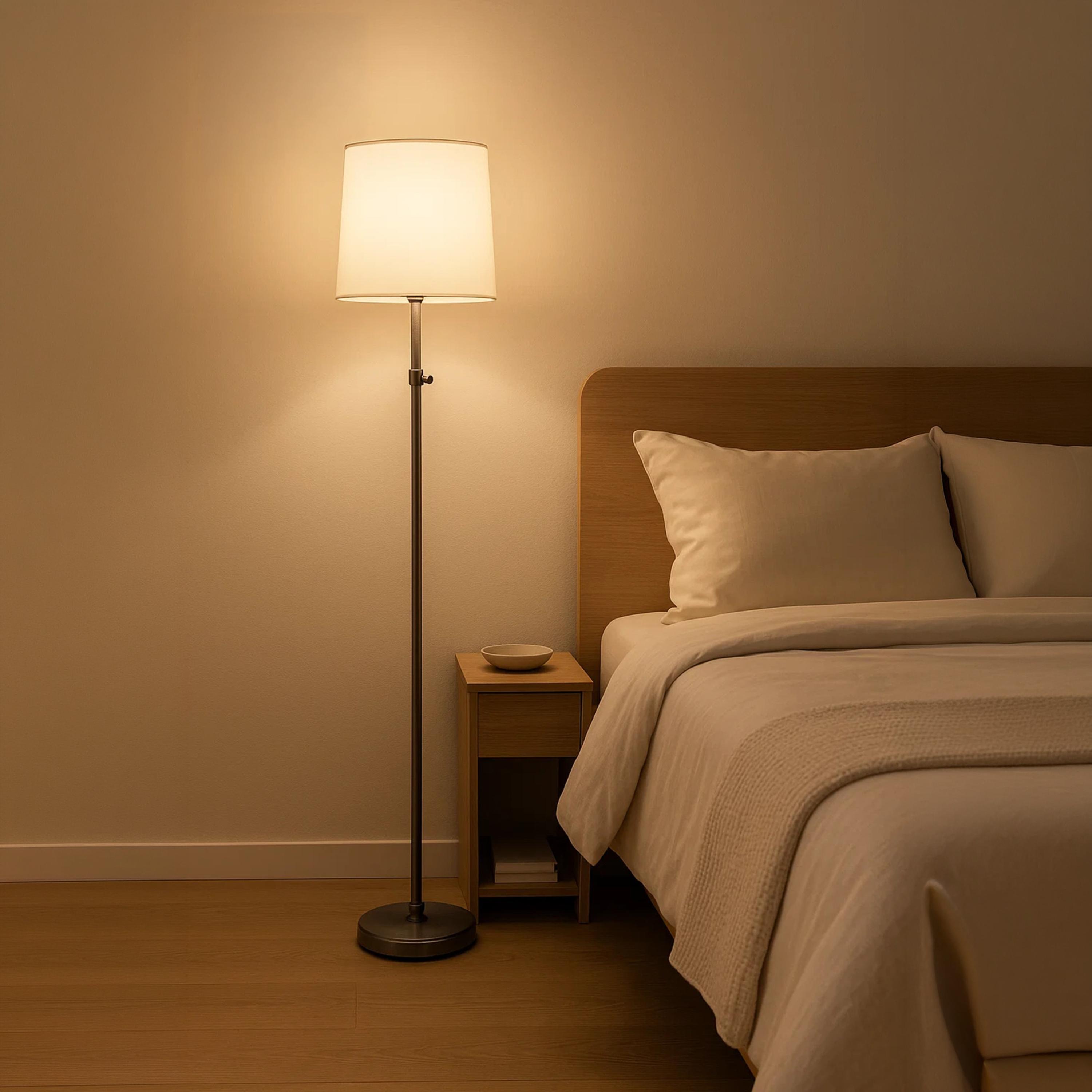 Maria Homes Classic Adjustable Floor Lamp with White Drum Shade-household-lighting-floorlamps-image-3