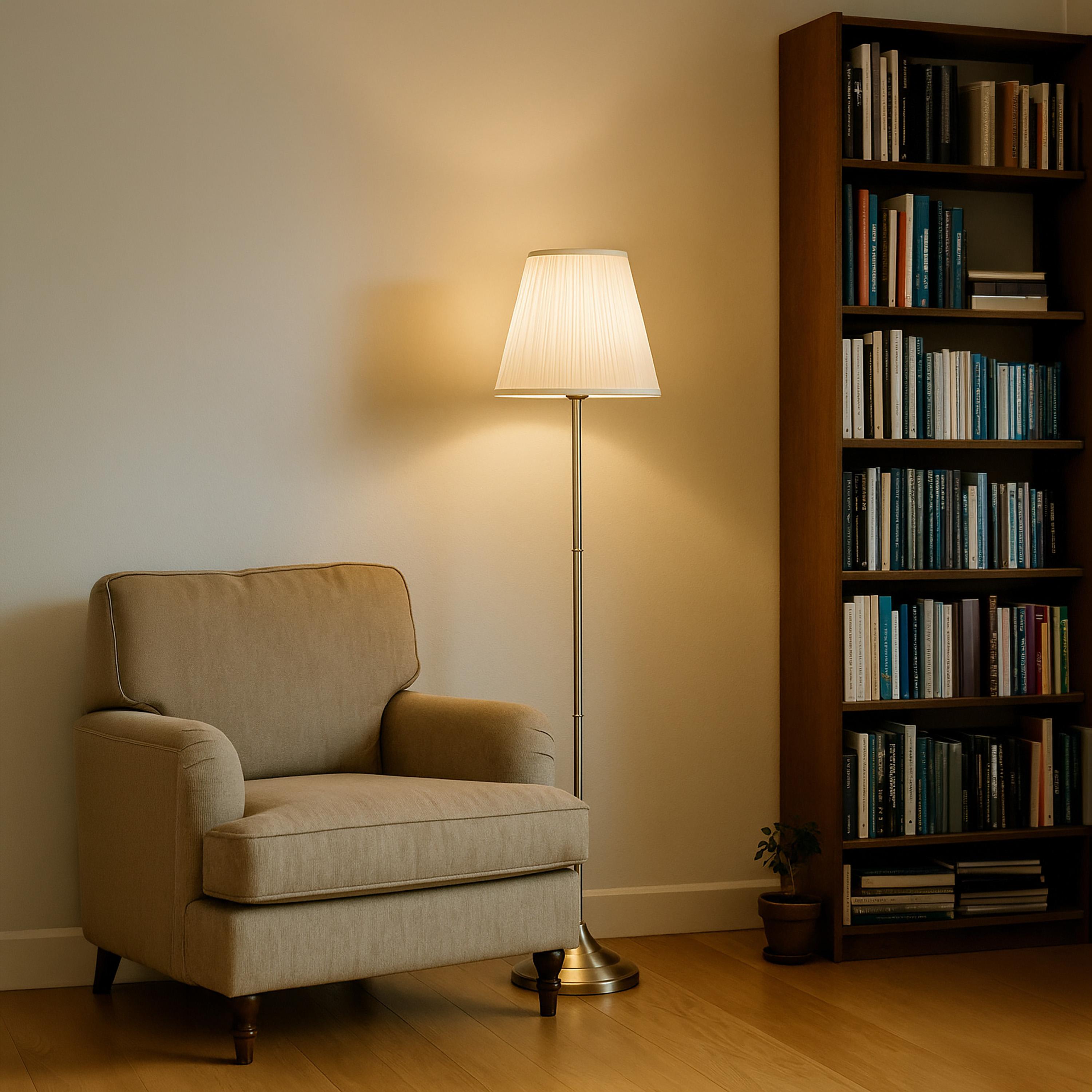 Maria Homes Modern Brass Floor Lamp with White Fabric Shade-household-lighting-floorlamps-image-2
