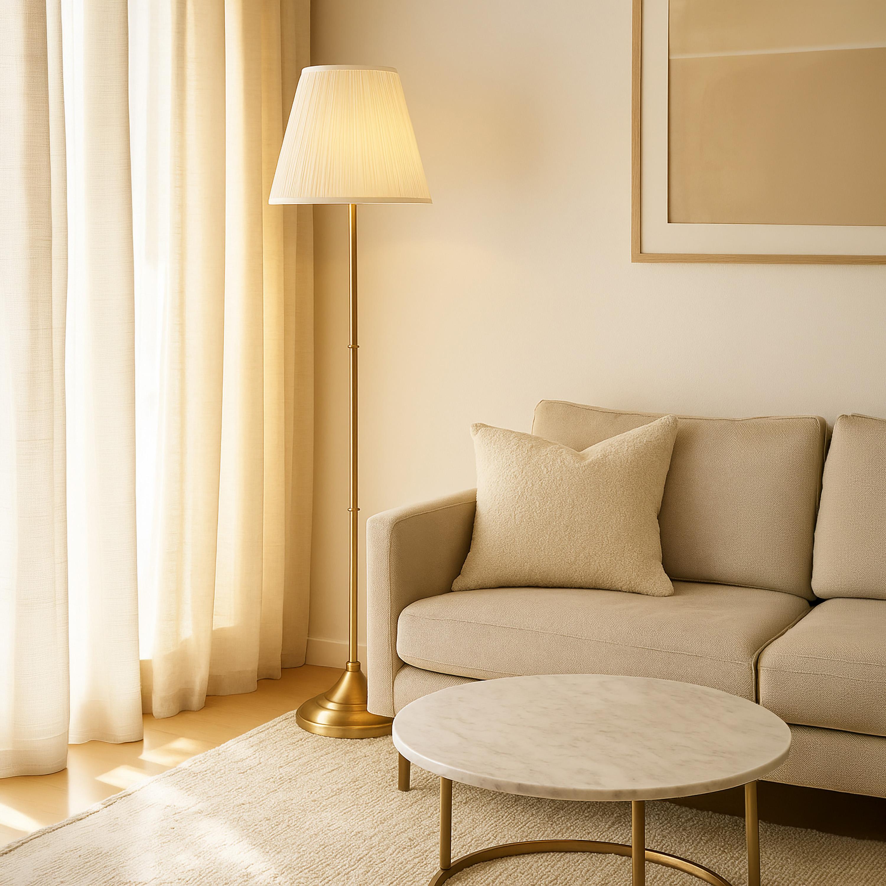 Maria Homes Modern Brass Floor Lamp with White Fabric Shade-household-lighting-floorlamps-image-4