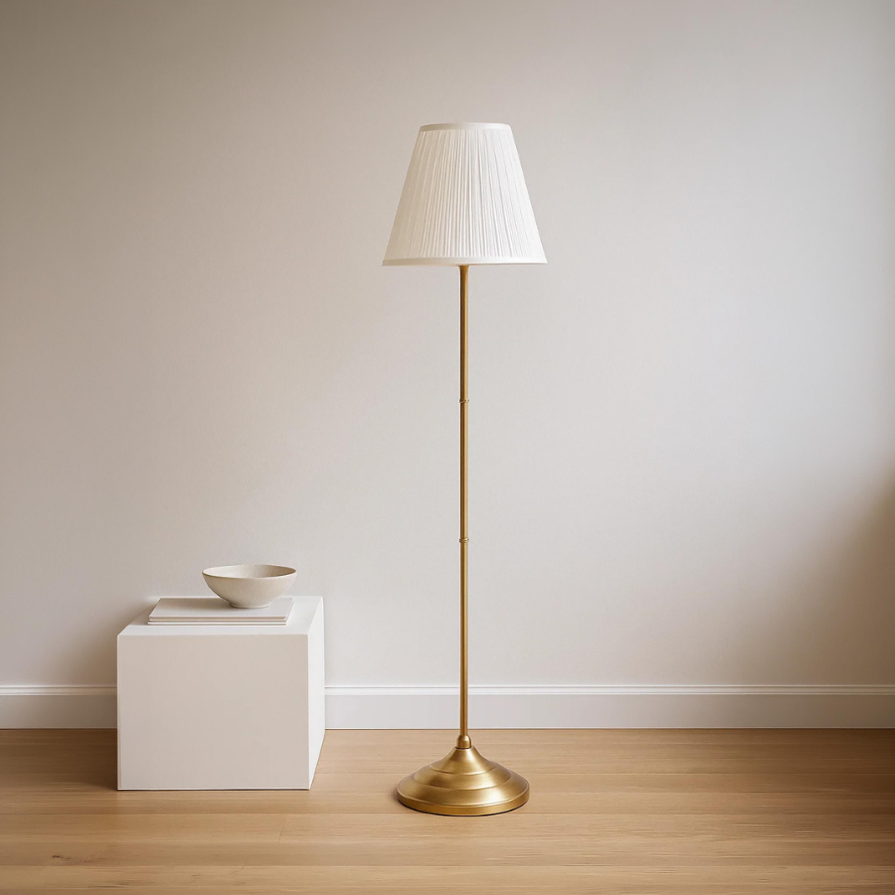 Maria Homes Modern Brass Floor Lamp with White Fabric Shade-household-lighting-floorlamps-image-5