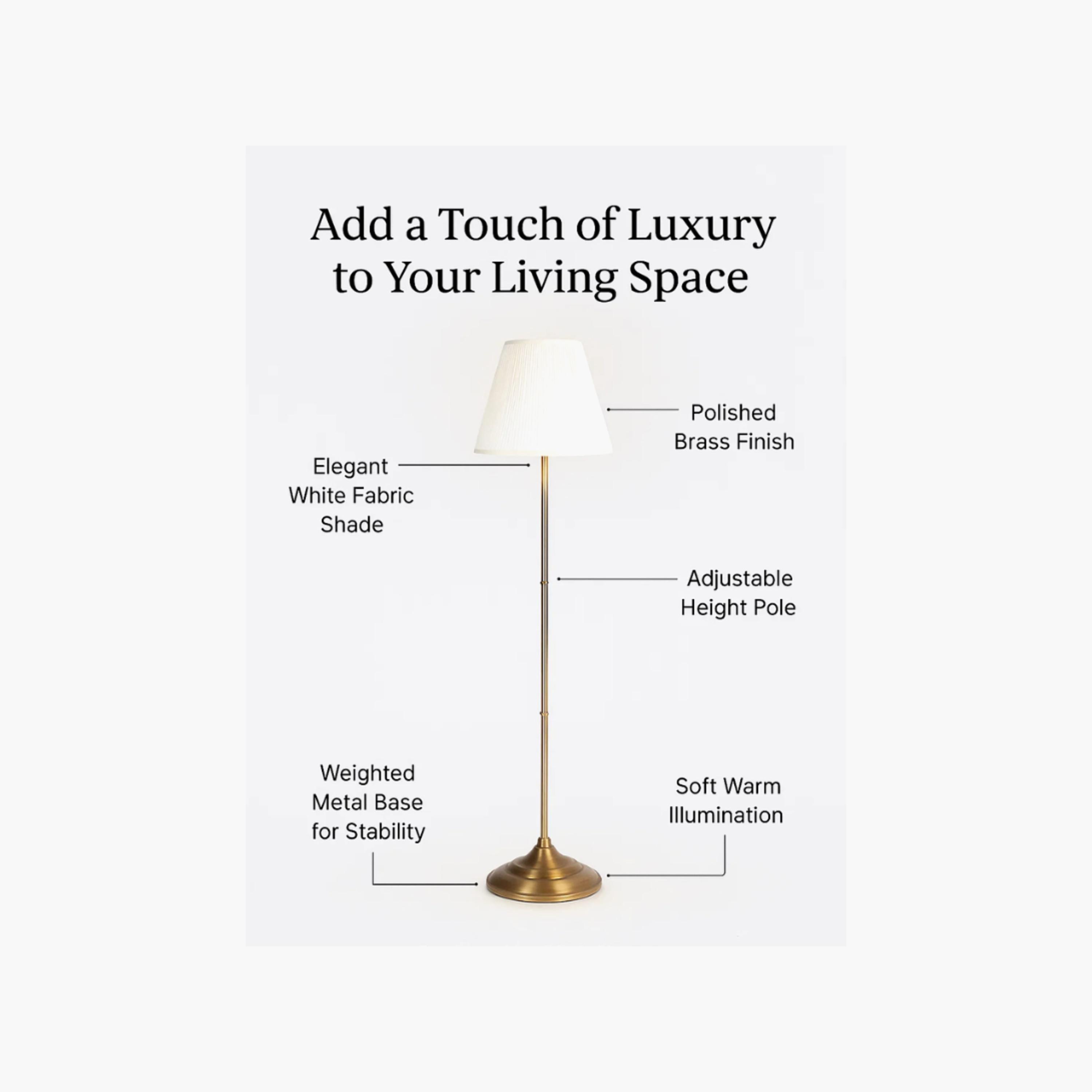 Maria Homes Modern Brass Floor Lamp with White Fabric Shade-household-lighting-floorlamps-image-6