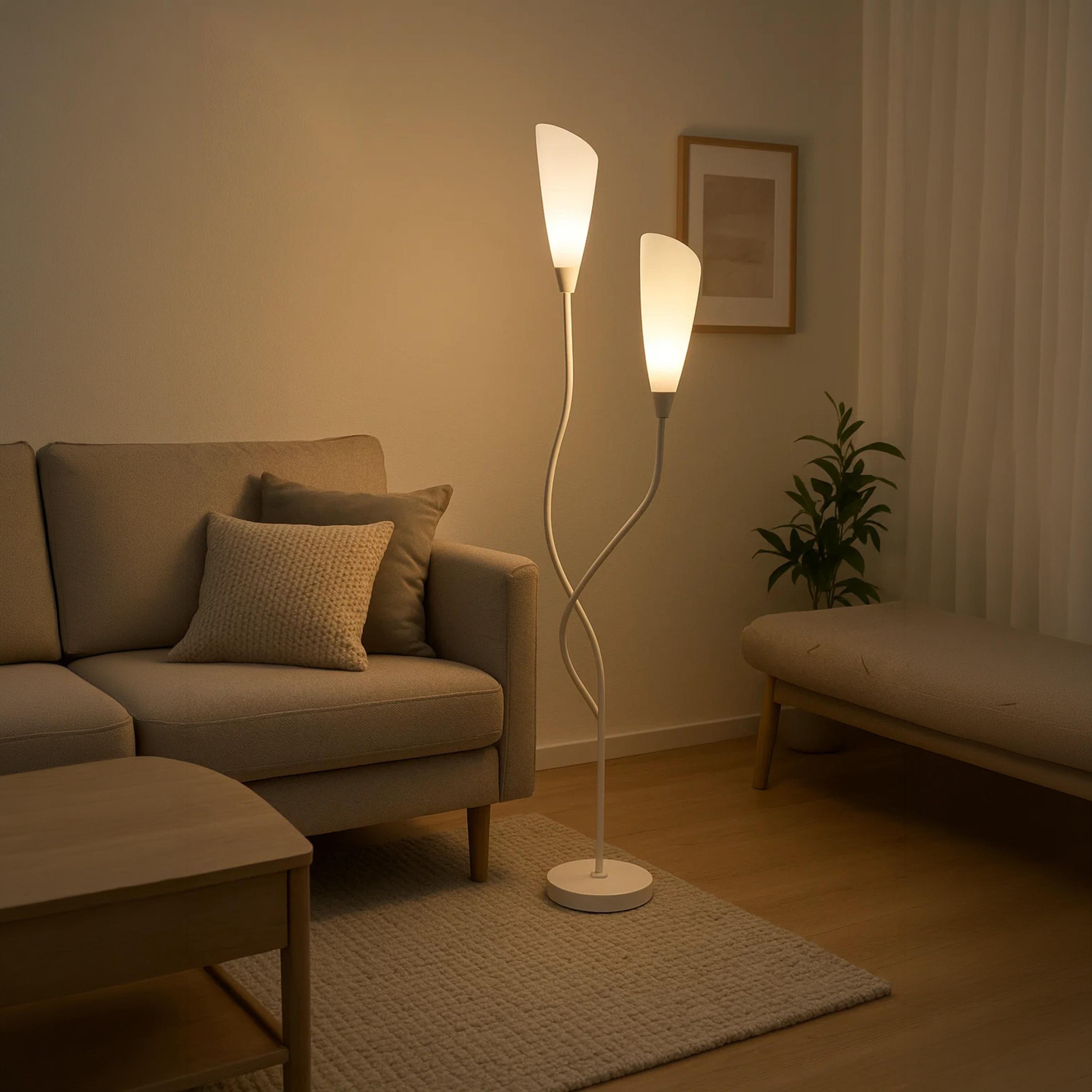 Maria Homes Elegant Black Twin-Arm Floor Lamp with Frosted Cone Shades-household-lighting-floorlamps-image-3
