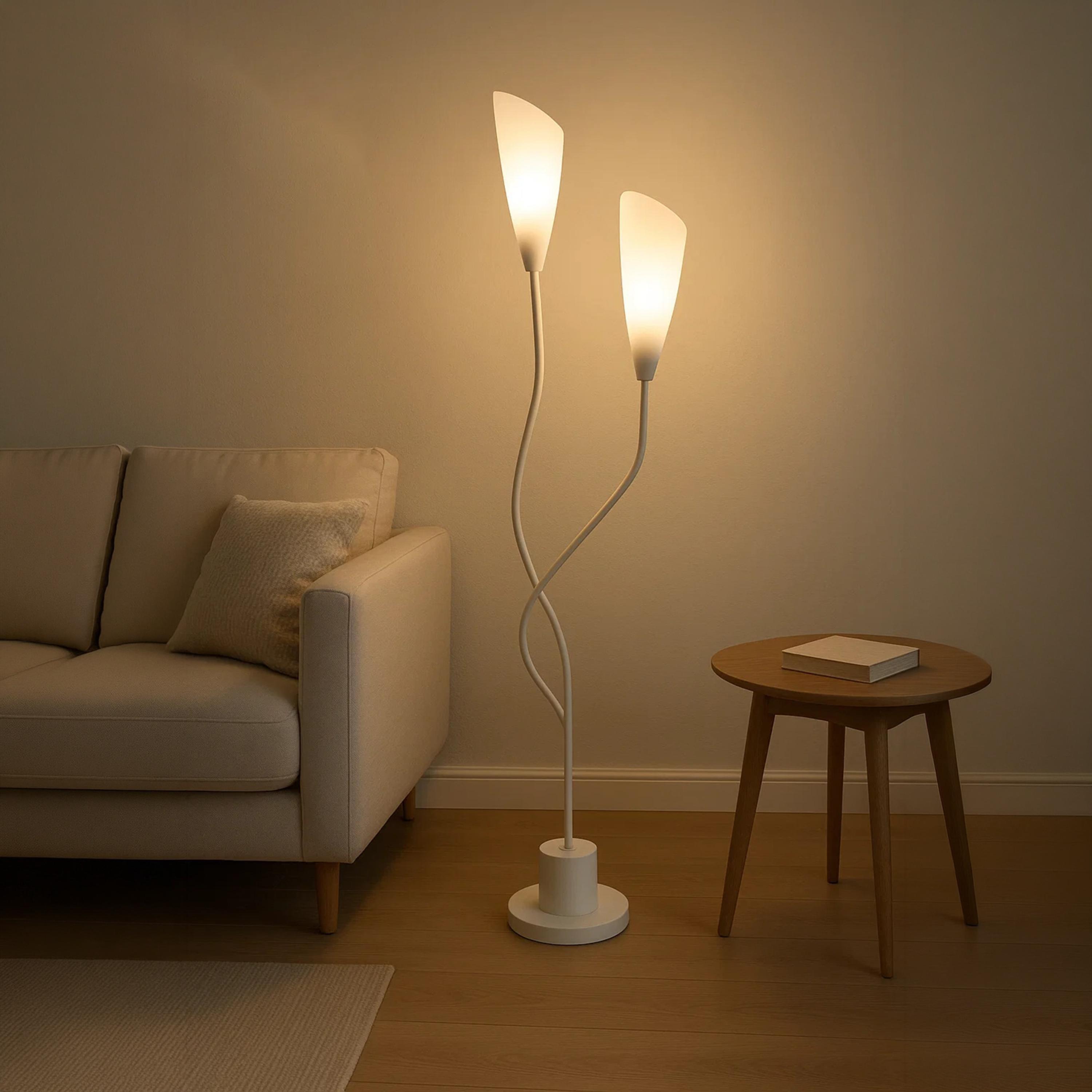 Maria Homes Elegant Black Twin-Arm Floor Lamp with Frosted Cone Shades-household-lighting-floorlamps-image-4