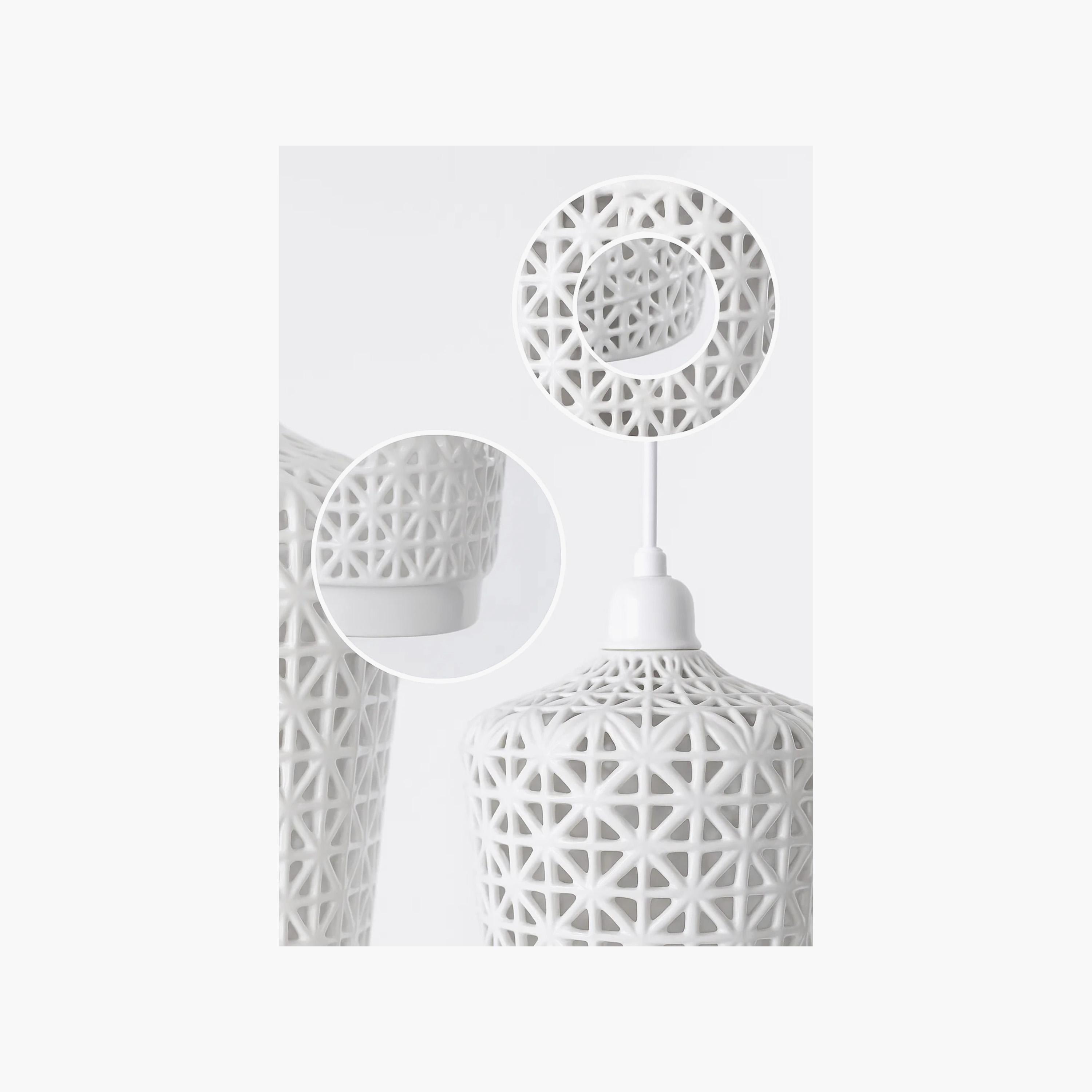 Maria Homes White Woven Rattan Pendant Light with Geometric Weave-household-lighting-ceilinglamps-image-3