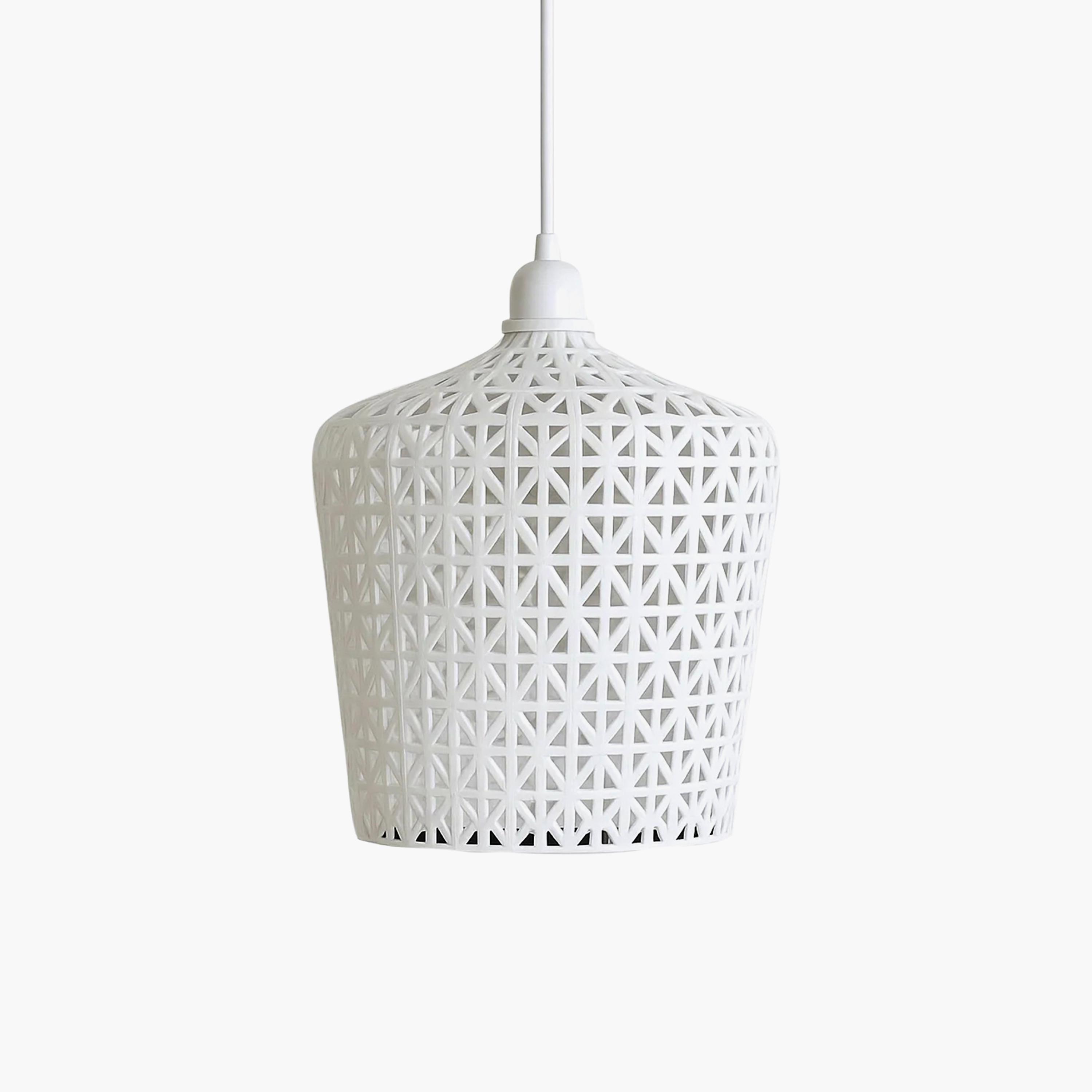Maria Homes White Woven Rattan Pendant Light with Geometric Weave-household-lighting-ceilinglamps-image-4