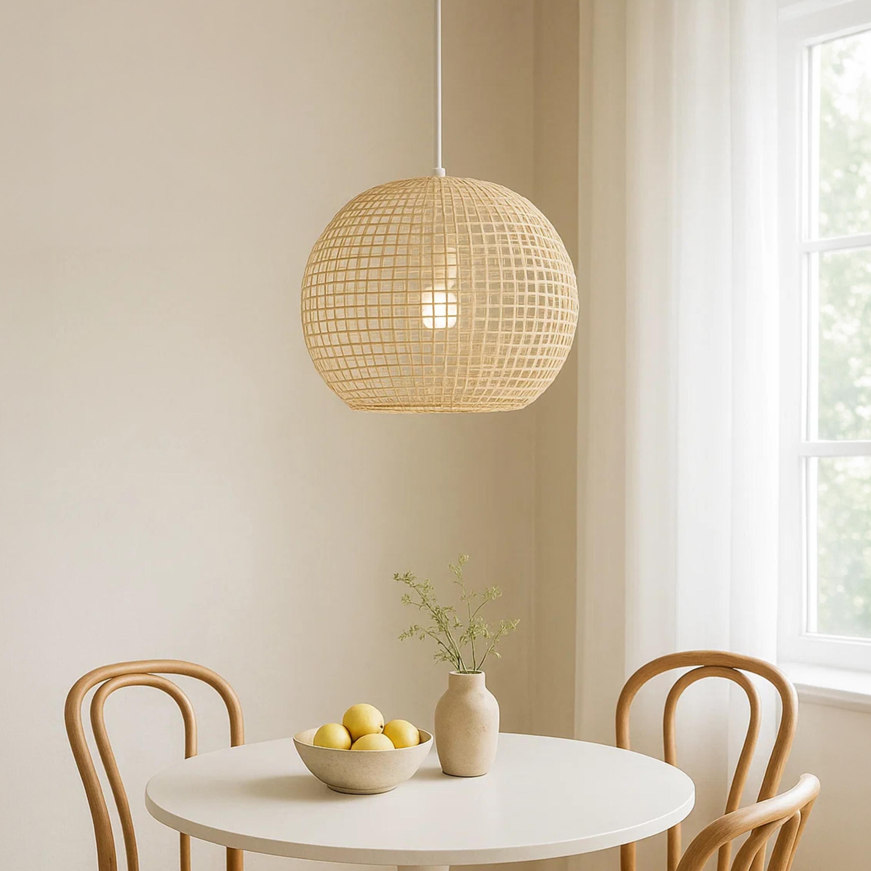 Maria Homes Globe-Shaped Rattan Pendant Light with Open-Weave Design-household-lighting-ceilinglamps-image-1