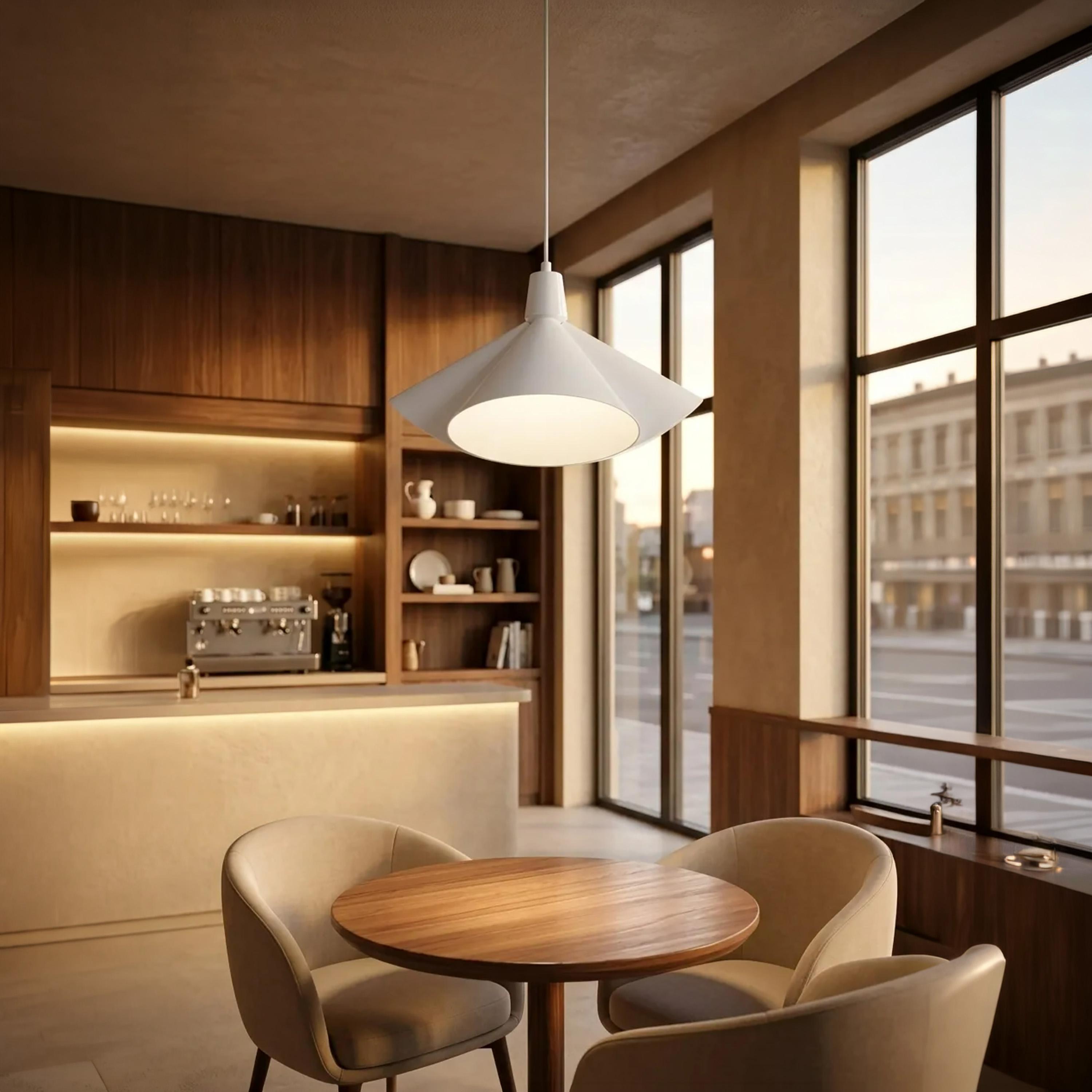 Maria Homes Modern White Pendant Light with Sculptural Metal Shade-household-lighting-ceilinglamps-image-2