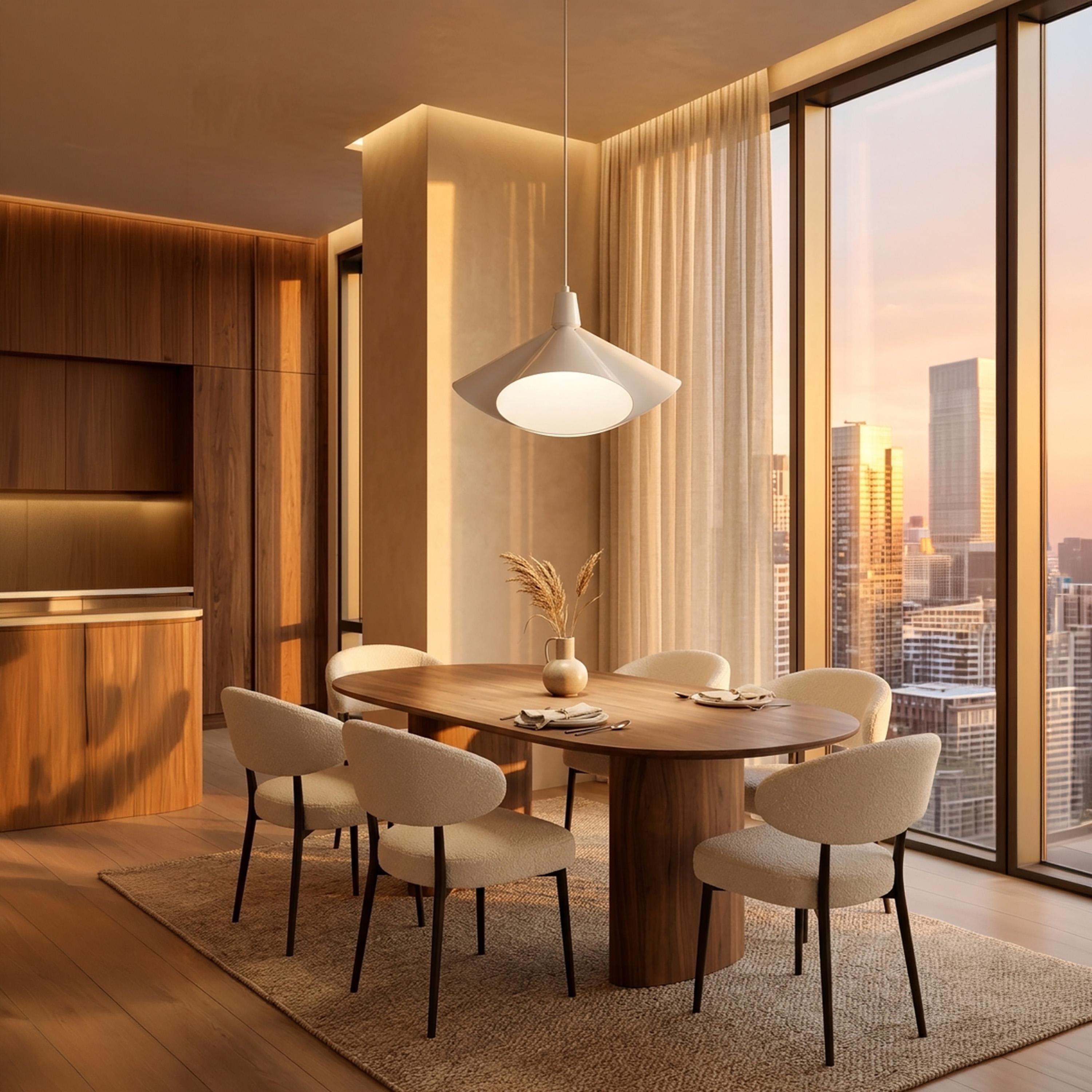 Maria Homes Modern White Pendant Light with Sculptural Metal Shade-household-lighting-ceilinglamps-image-3