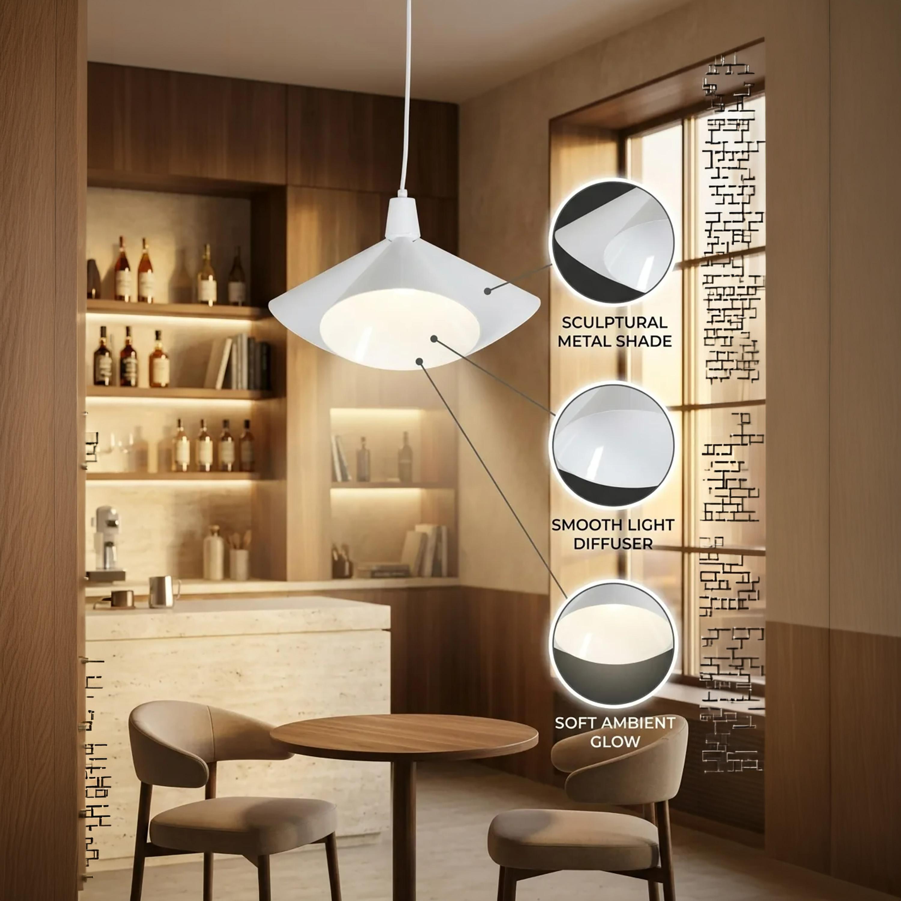Maria Homes Modern White Pendant Light with Sculptural Metal Shade-household-lighting-ceilinglamps-image-4