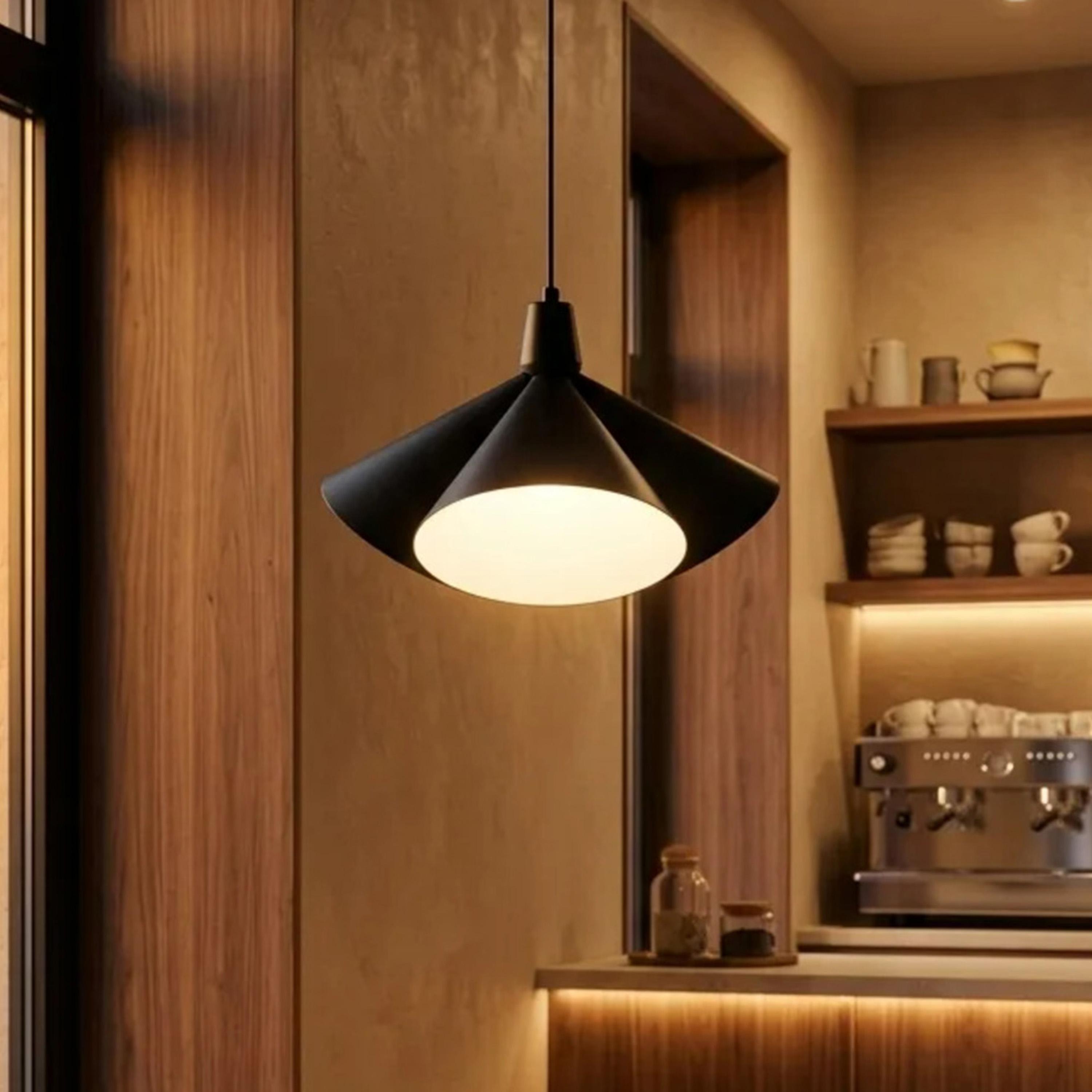 Maria Homes Modern White Pendant Light with Sculptural Metal Shade-household-lighting-ceilinglamps-image-1