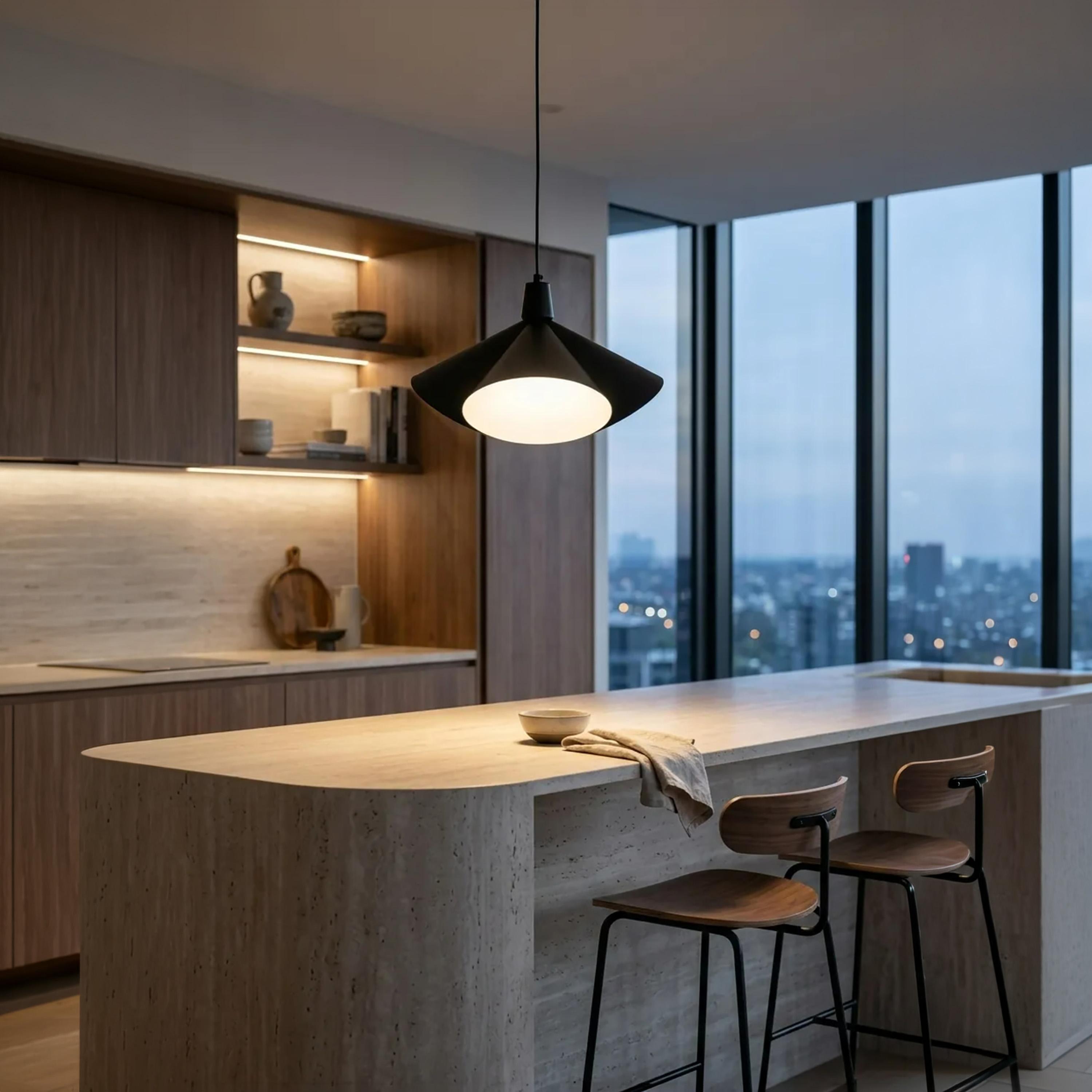 Maria Homes Modern White Pendant Light with Sculptural Metal Shade-household-lighting-ceilinglamps-image-2