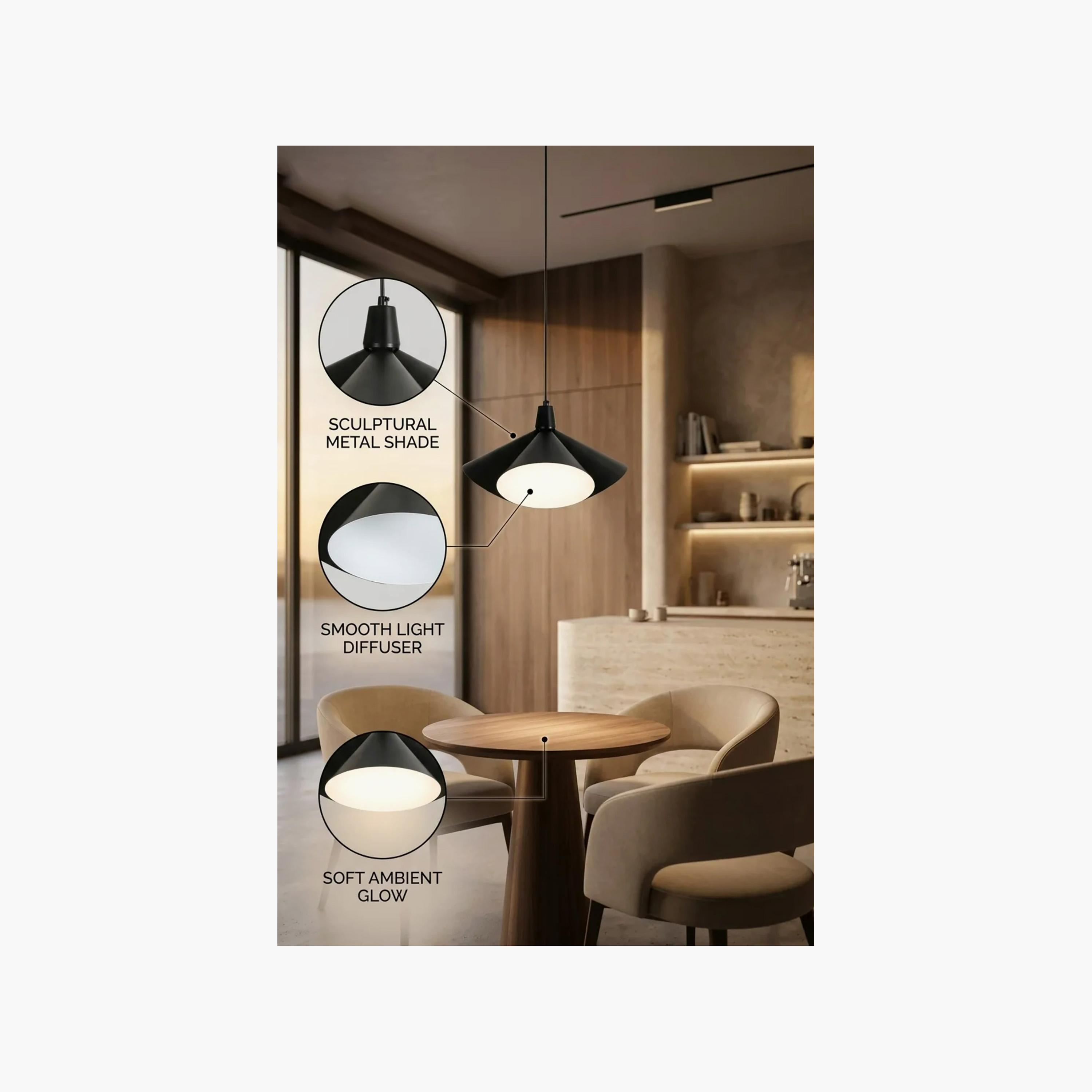 Maria Homes Modern White Pendant Light with Sculptural Metal Shade-household-lighting-ceilinglamps-image-4