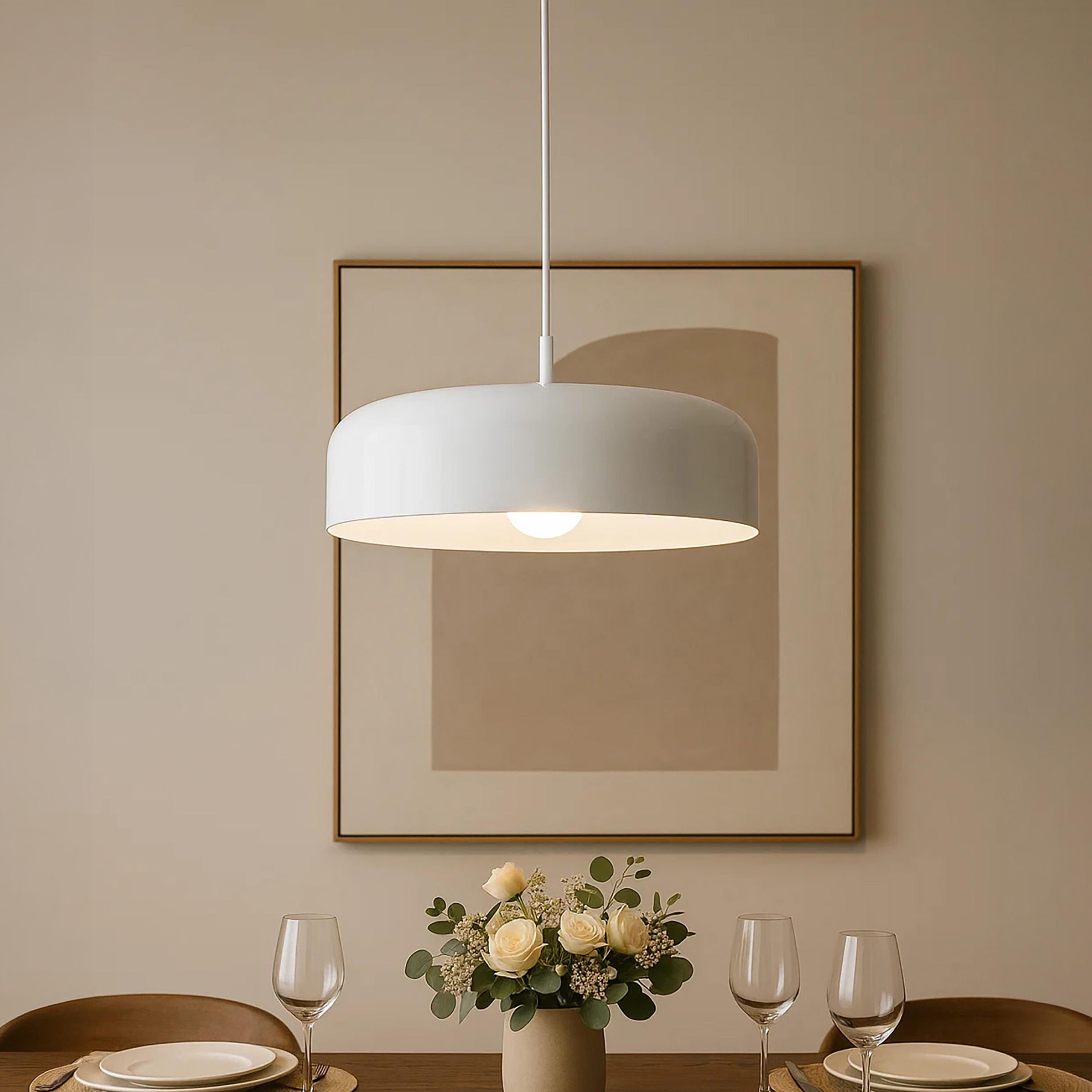 Maria Homes Glossy White Cylinder Pendant Light with Sleek Finish-household-lighting-ceilinglamps-image-1