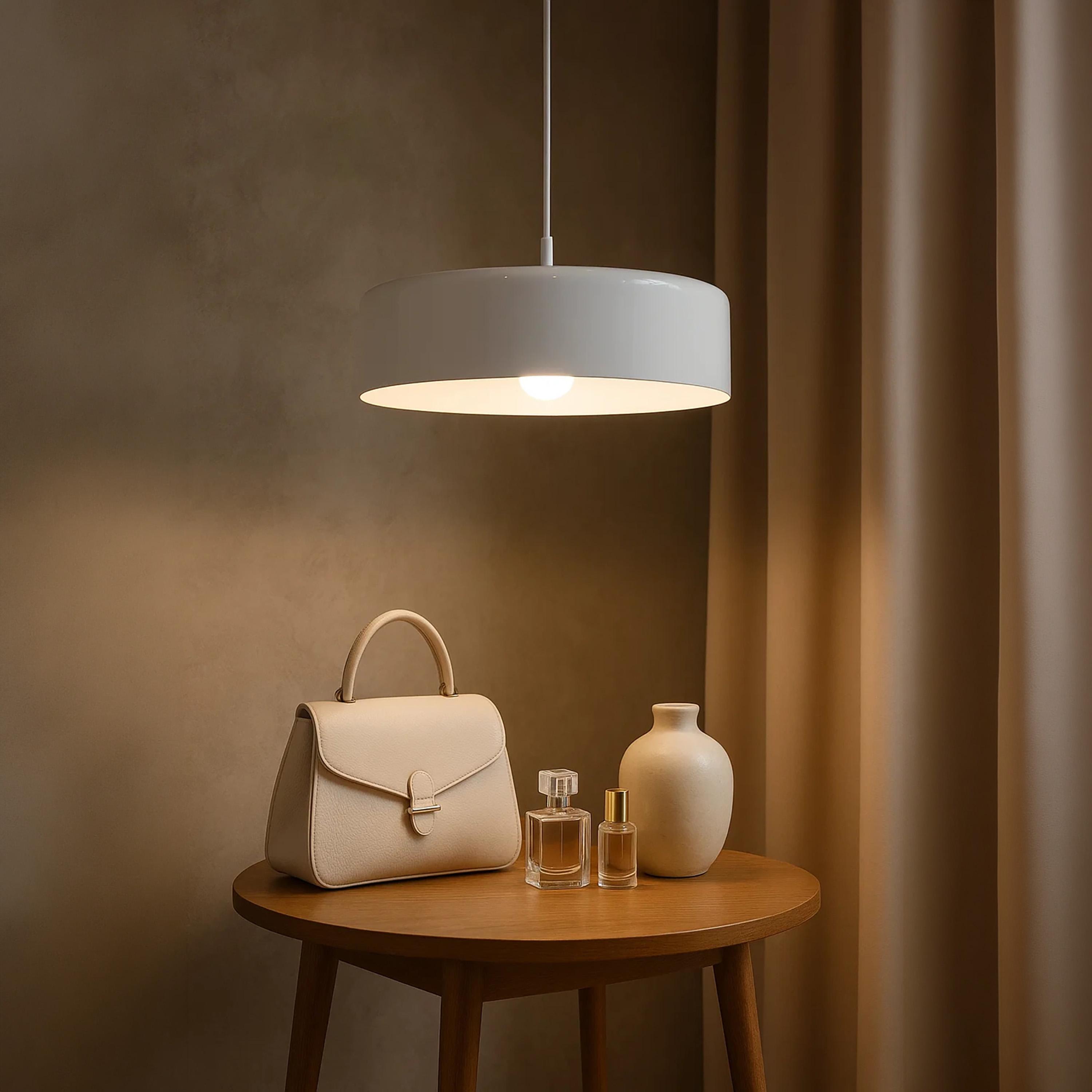 Maria Homes Glossy White Cylinder Pendant Light with Sleek Finish-household-lighting-ceilinglamps-image-3