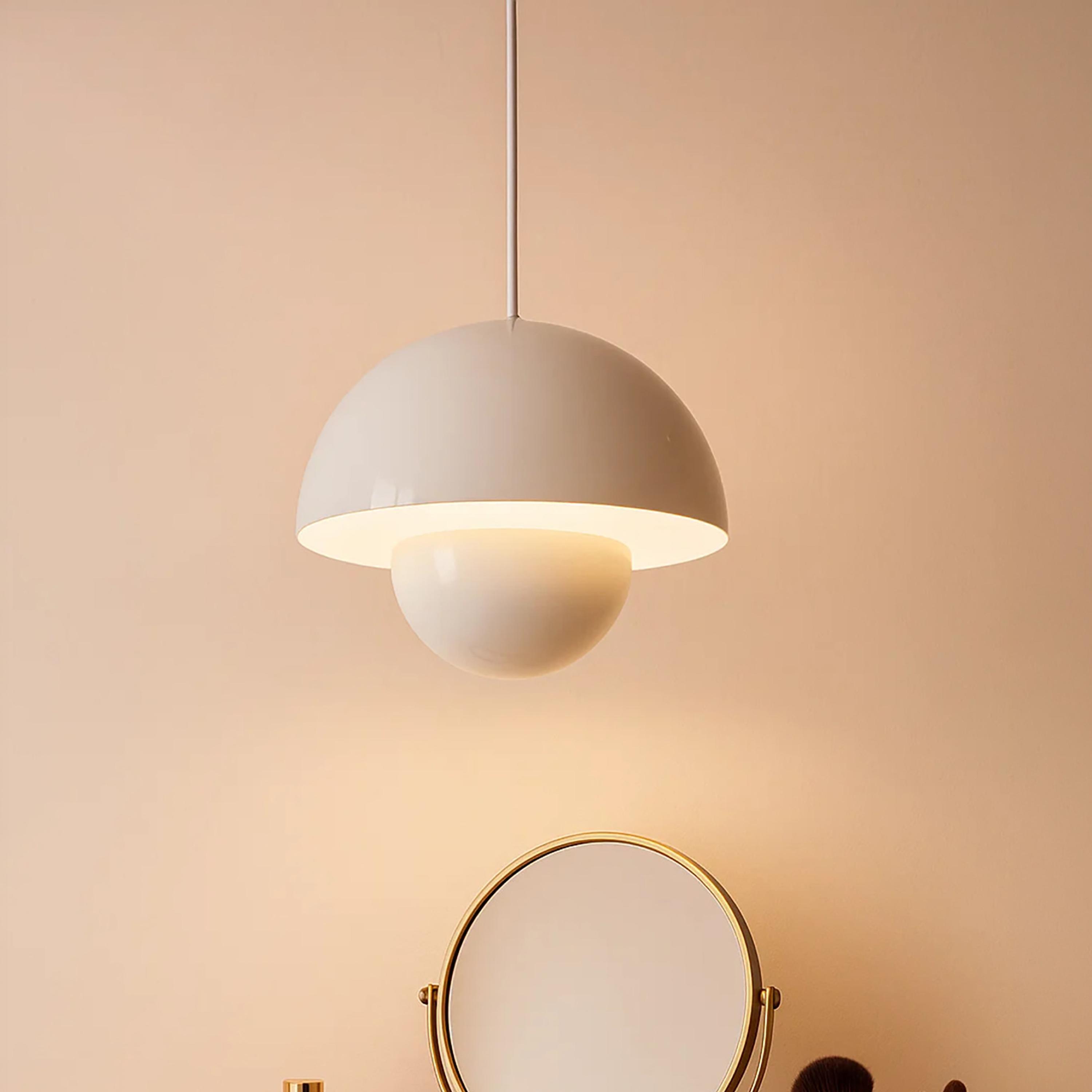 Maria Homes Modern Glossy White Dome Pendant Light with Sleek Finish-household-lighting-ceilinglamps-image-1