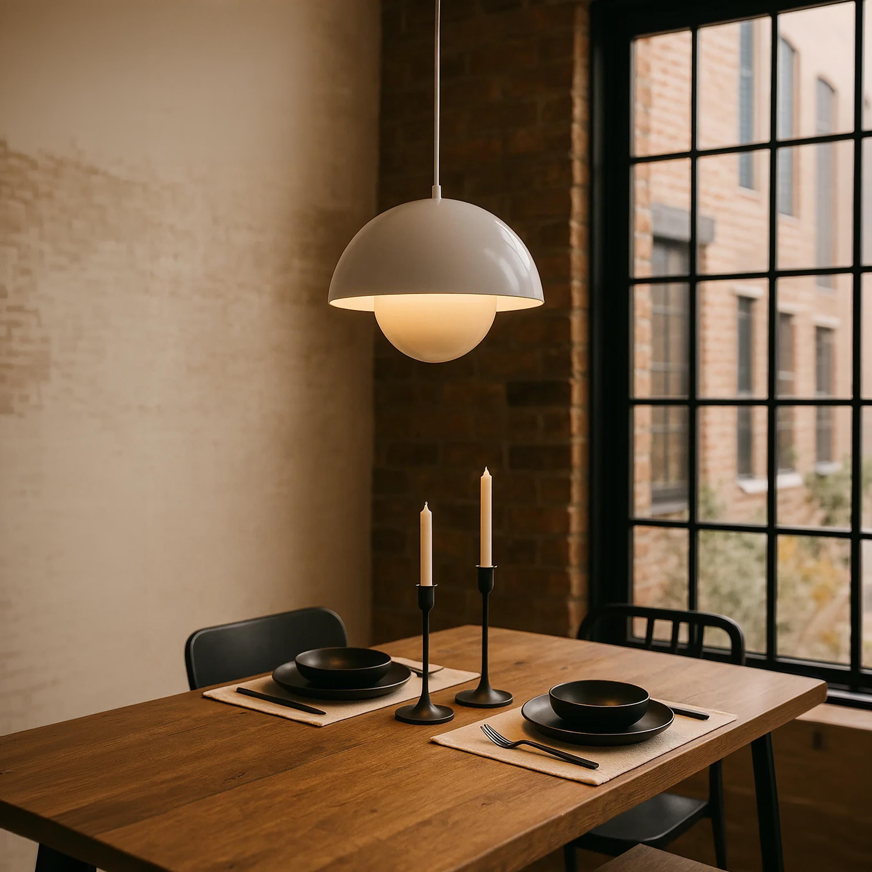 Maria Homes Modern Glossy White Dome Pendant Light with Sleek Finish-household-lighting-ceilinglamps-image-2