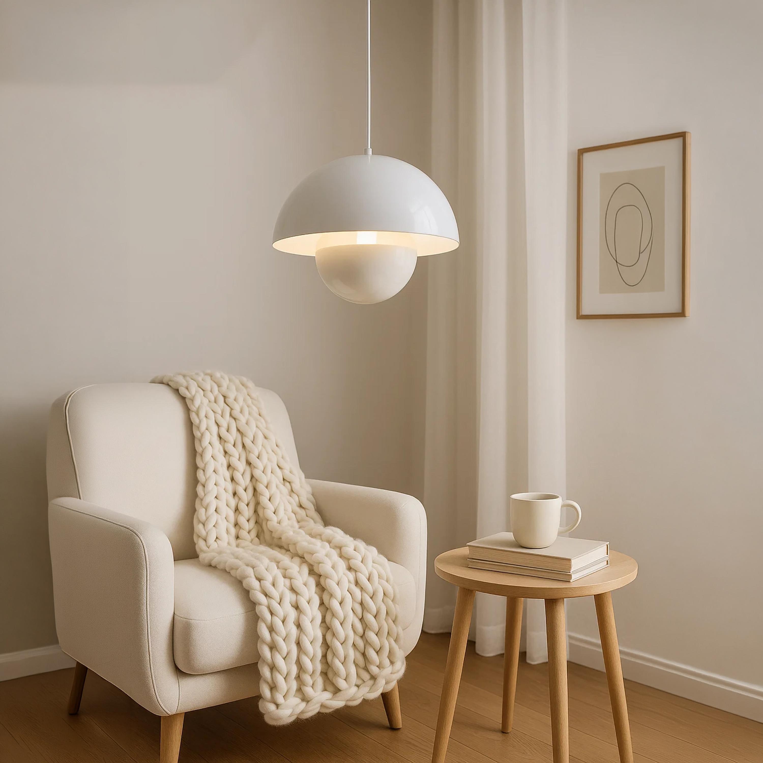 Maria Homes Modern Glossy White Dome Pendant Light with Sleek Finish-household-lighting-ceilinglamps-image-3