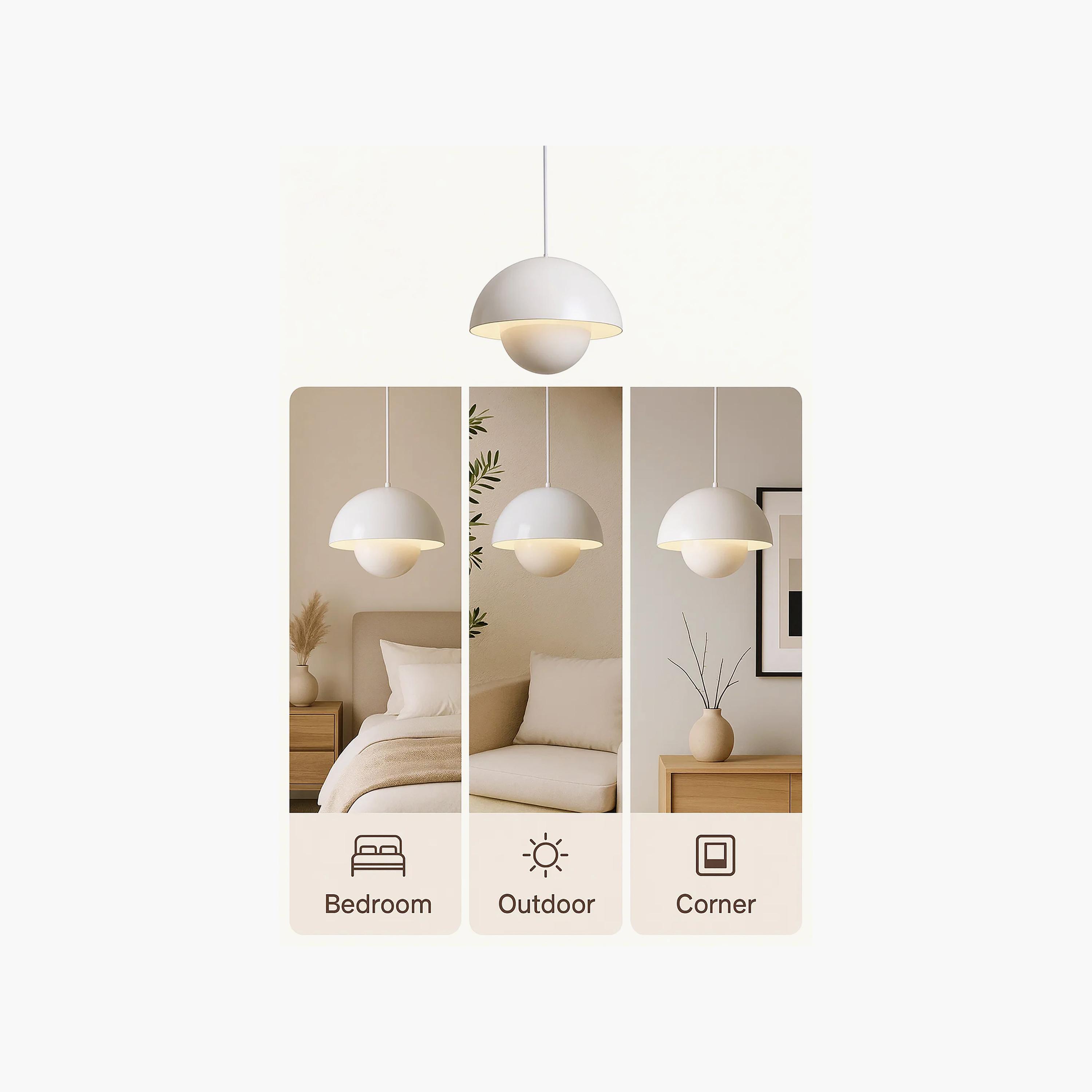 Maria Homes Modern Glossy White Dome Pendant Light with Sleek Finish-household-lighting-ceilinglamps-image-4