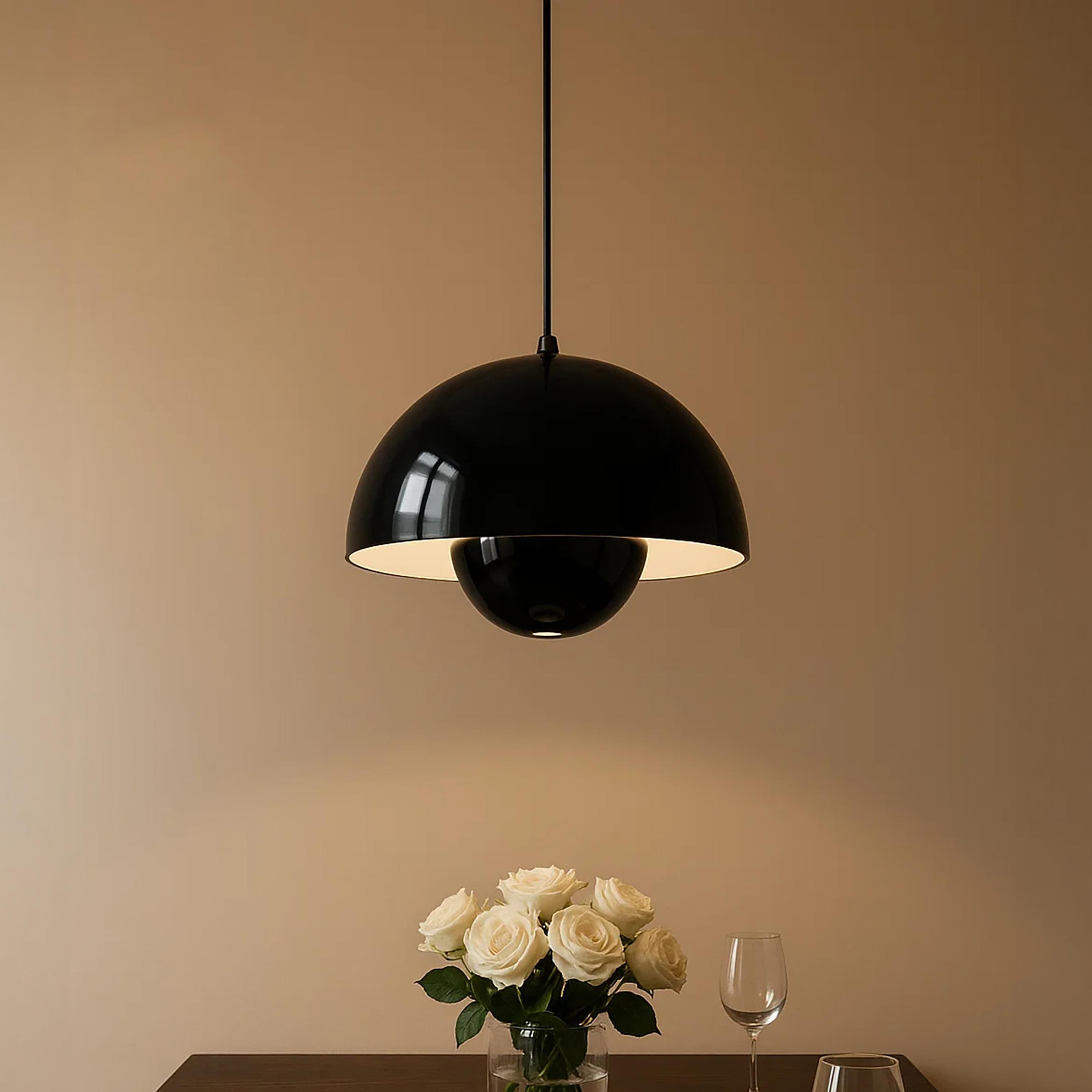 Maria Homes Modern Glossy White Dome Pendant Light with Sleek Finish-household-lighting-ceilinglamps-image-1