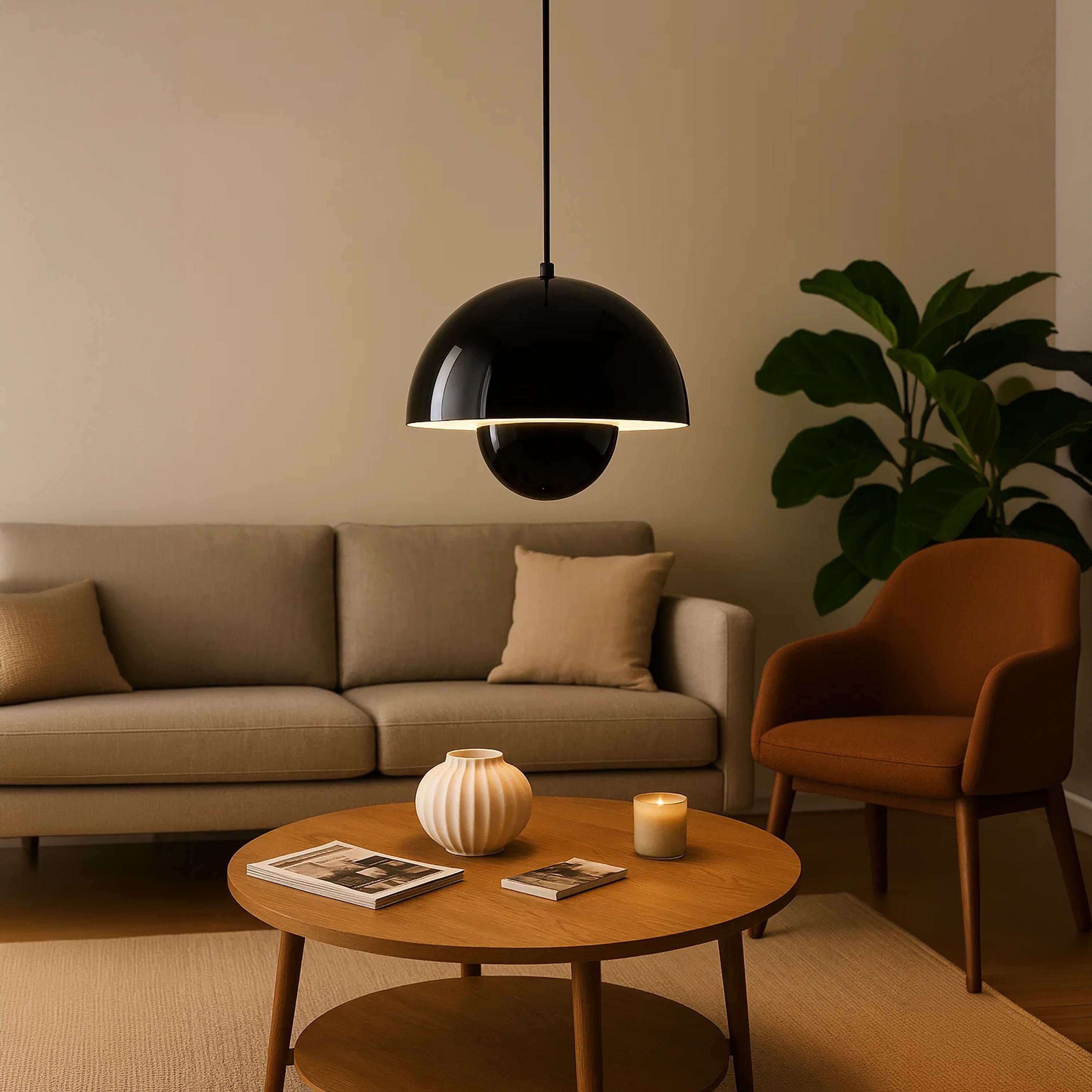 Maria Homes Modern Glossy White Dome Pendant Light with Sleek Finish-household-lighting-ceilinglamps-image-2