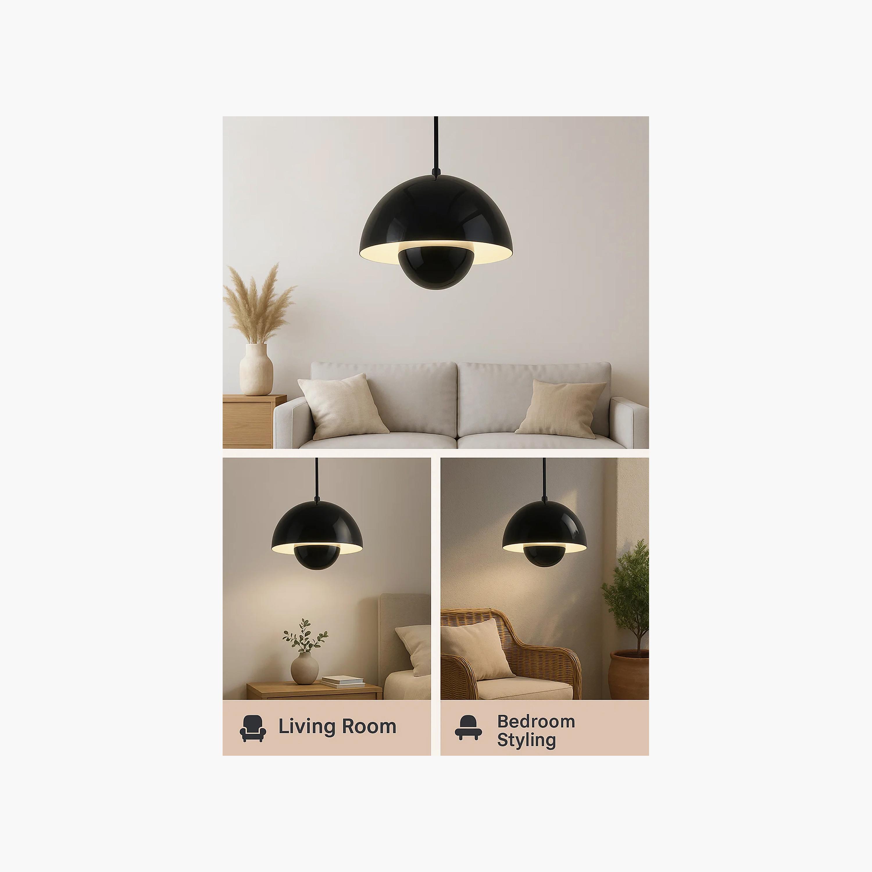 Maria Homes Modern Glossy White Dome Pendant Light with Sleek Finish-household-lighting-ceilinglamps-image-4