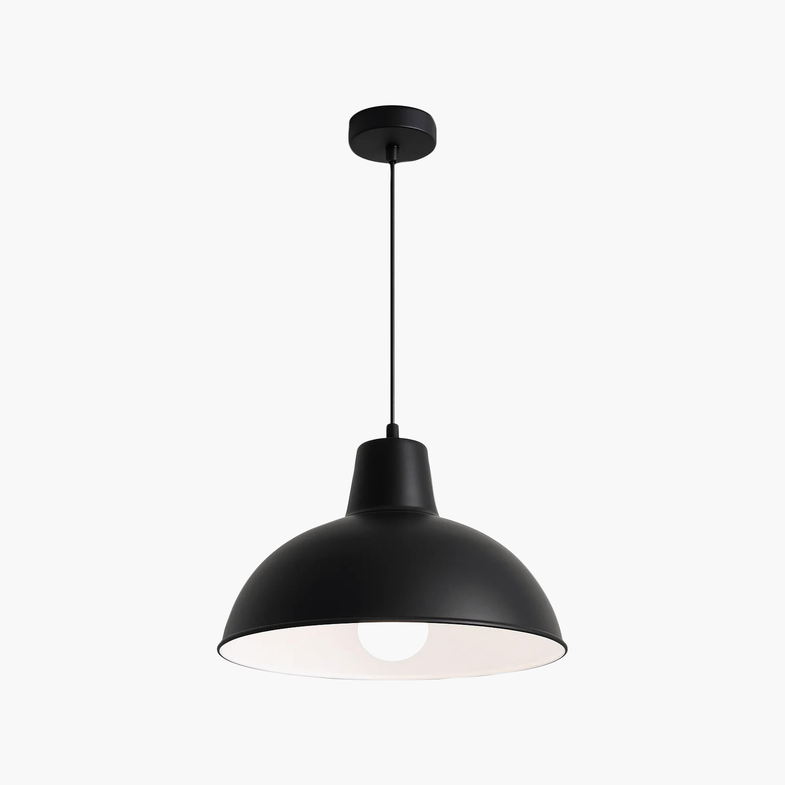 Maria Homes Industrial Black Metal Pendant Light with White Interior-household-lighting-ceilinglamps-image-3