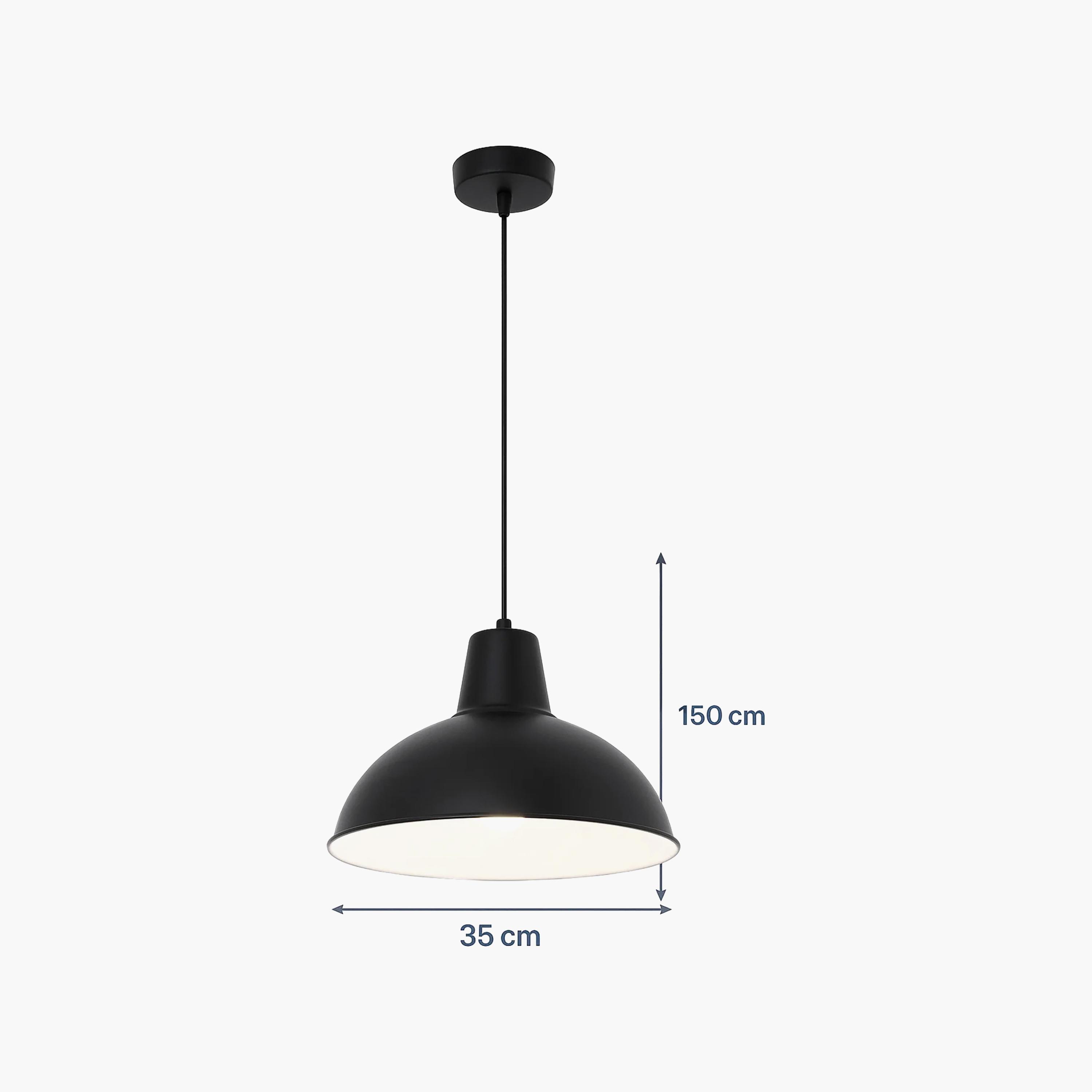 Maria Homes Industrial Black Metal Pendant Light with White Interior-household-lighting-ceilinglamps-image-5