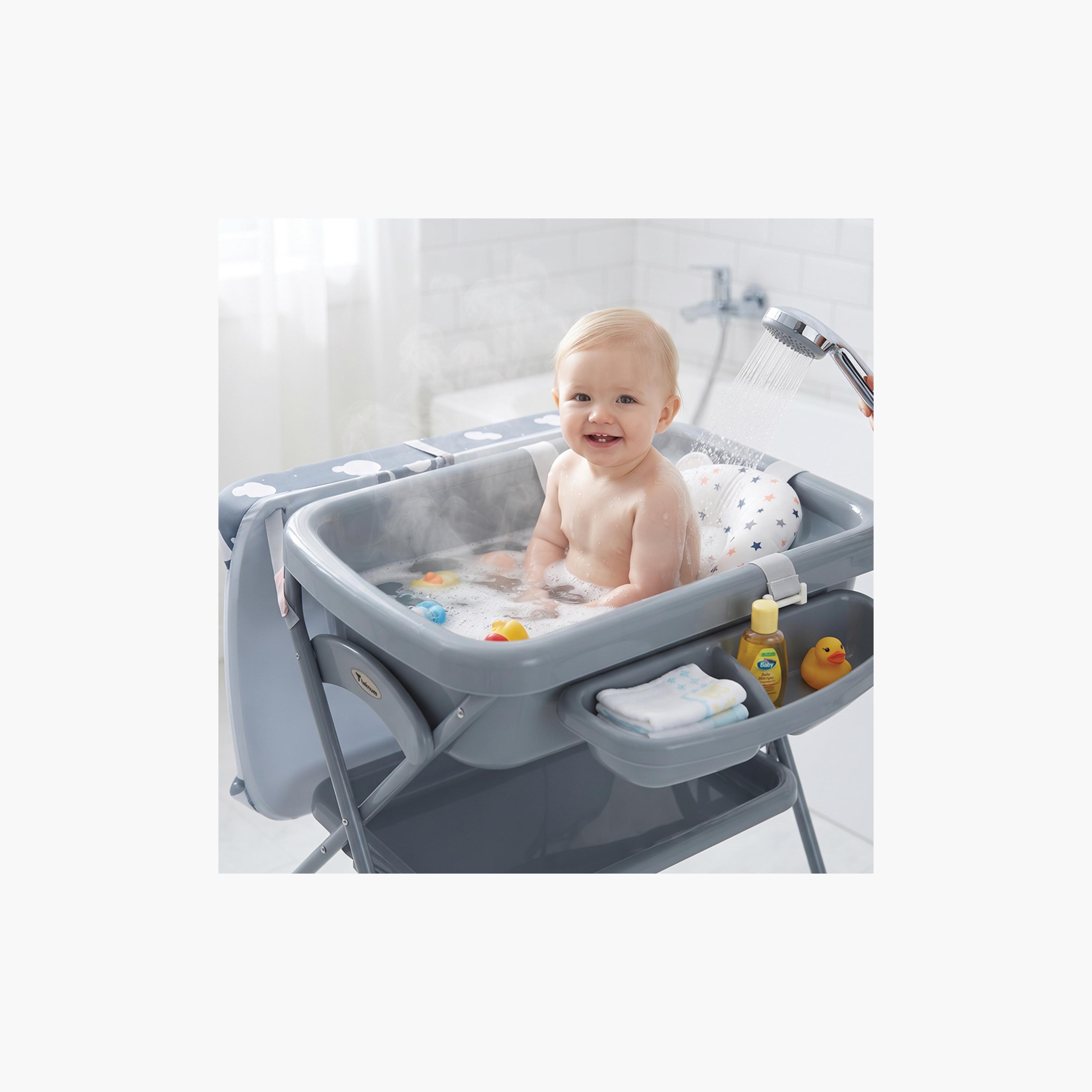 طاولة استحمام وتغيير 2 في 1 مع مرتبة وصينية تخزين من تكنوم-baby-bathandcare-changingtables-image-4