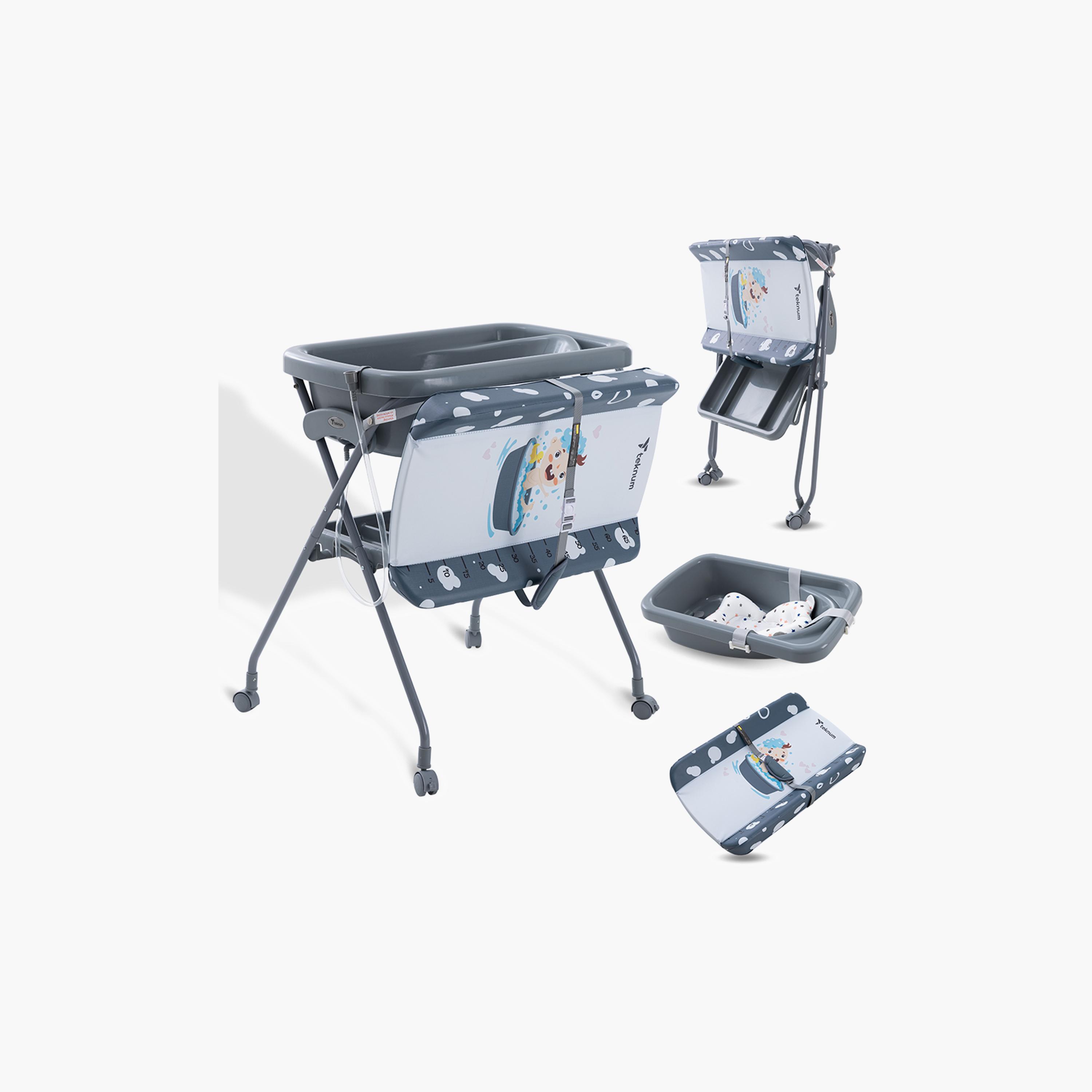 طاولة استحمام وتغيير 2 في 1 مع مرتبة وصينية تخزين من تكنوم-baby-bathandcare-changingtables-image-6