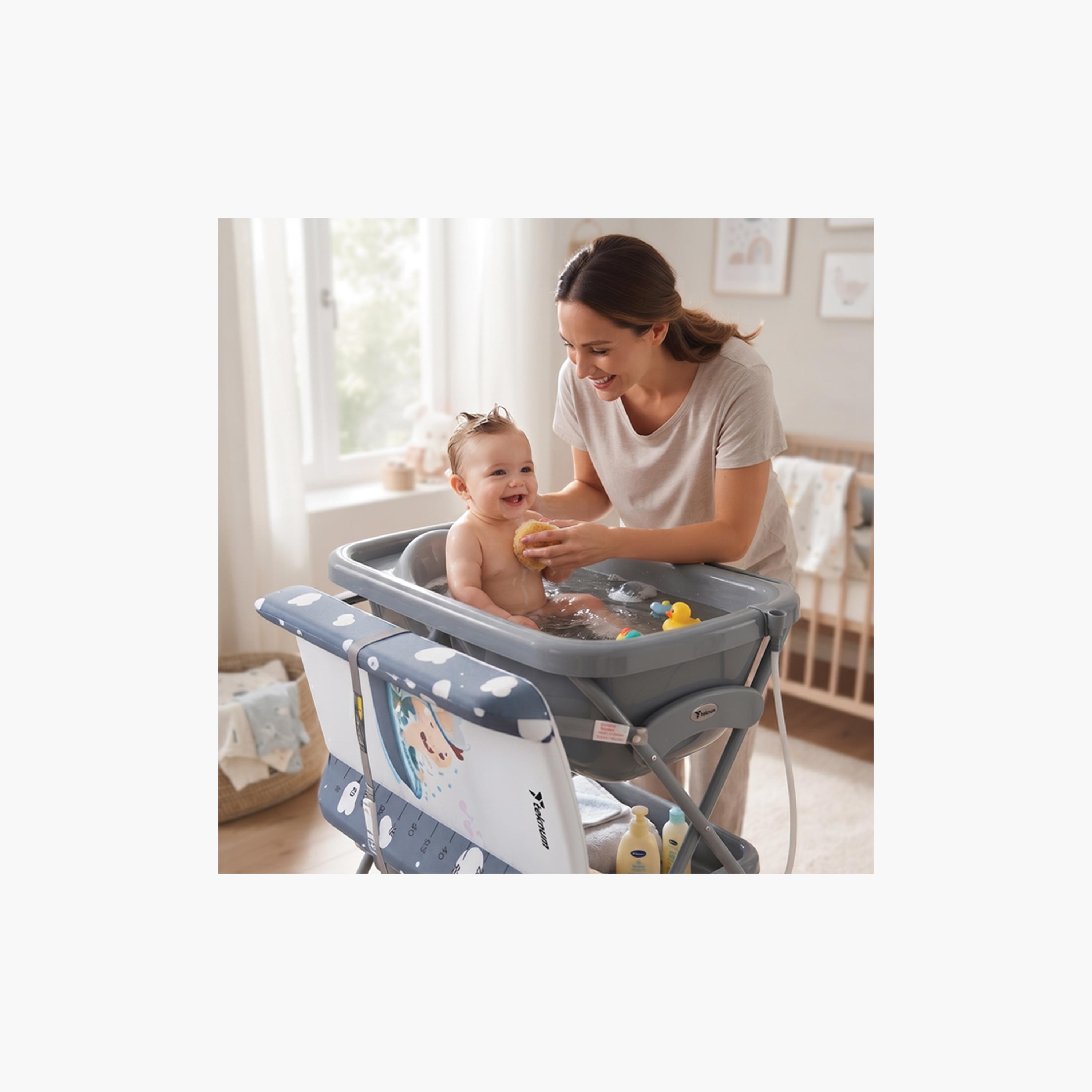 طاولة استحمام وتغيير 2 في 1 مع مرتبة وصينية تخزين من تكنوم-baby-bathandcare-changingtables-image-7