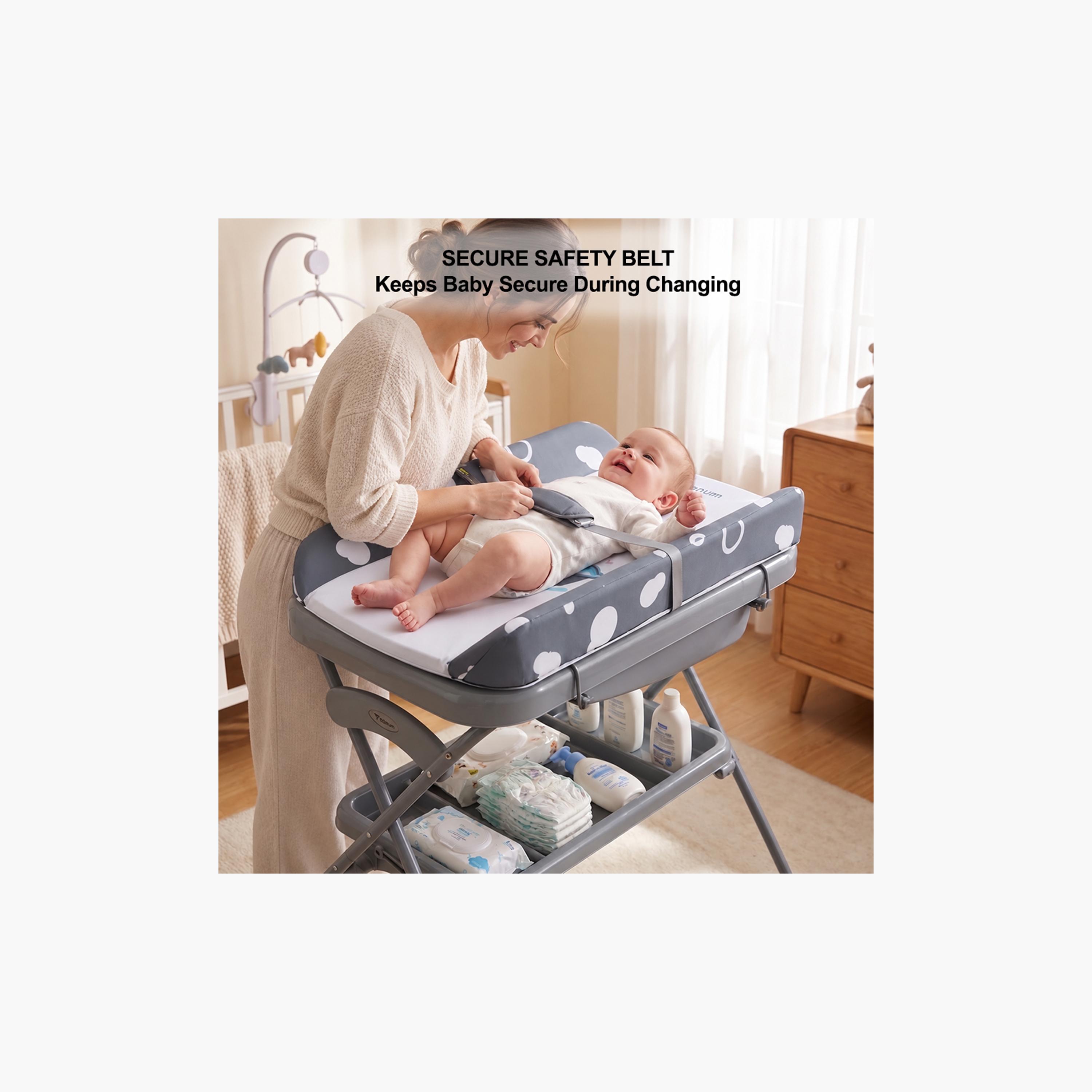 طاولة استحمام وتغيير 2 في 1 مع مرتبة وصينية تخزين من تكنوم-baby-bathandcare-changingtables-image-9