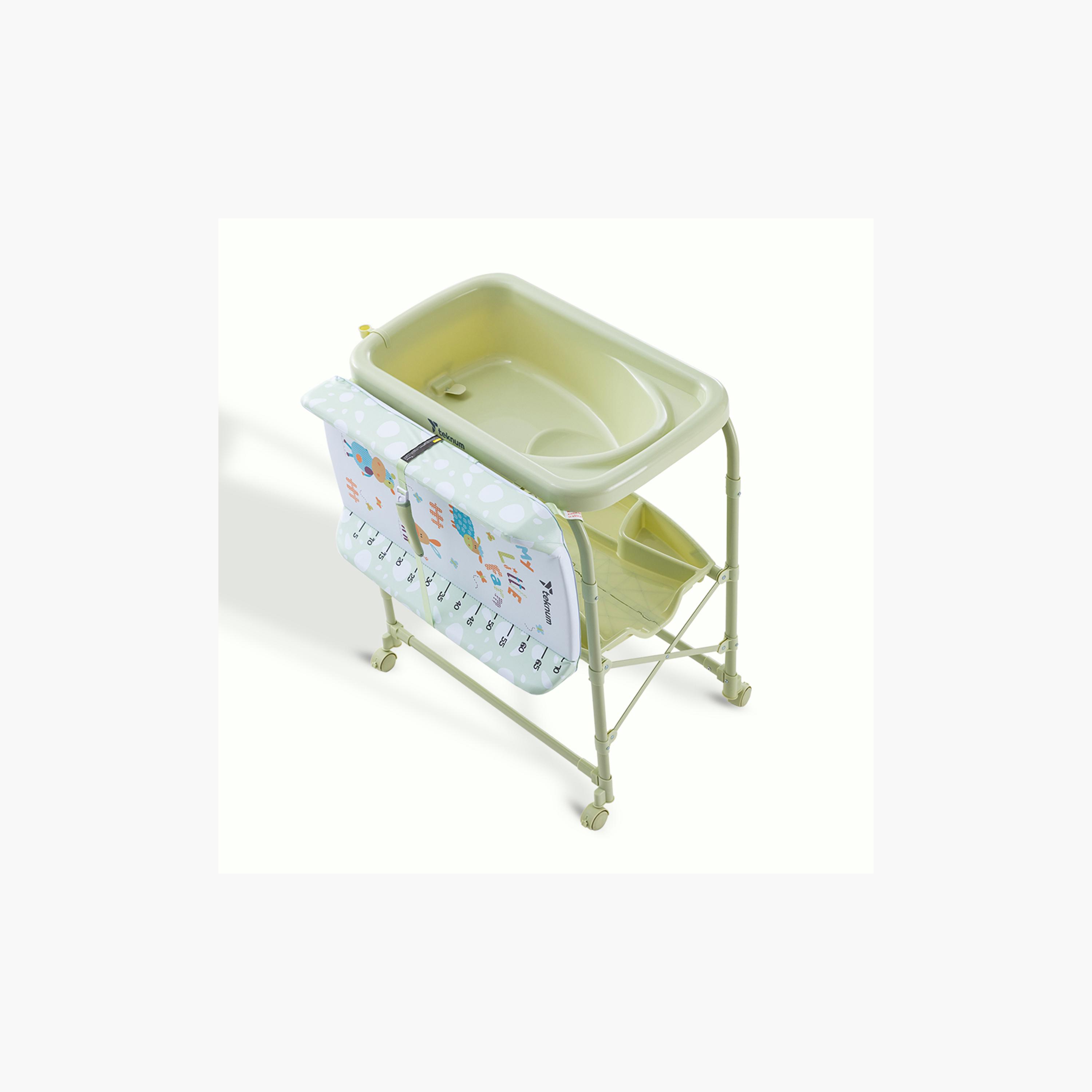 طاولة استحمام وتغيير 2 في 1 مع مرتبة وصينية تخزين من تكنوم-baby-bathandcare-changingtables-image-13
