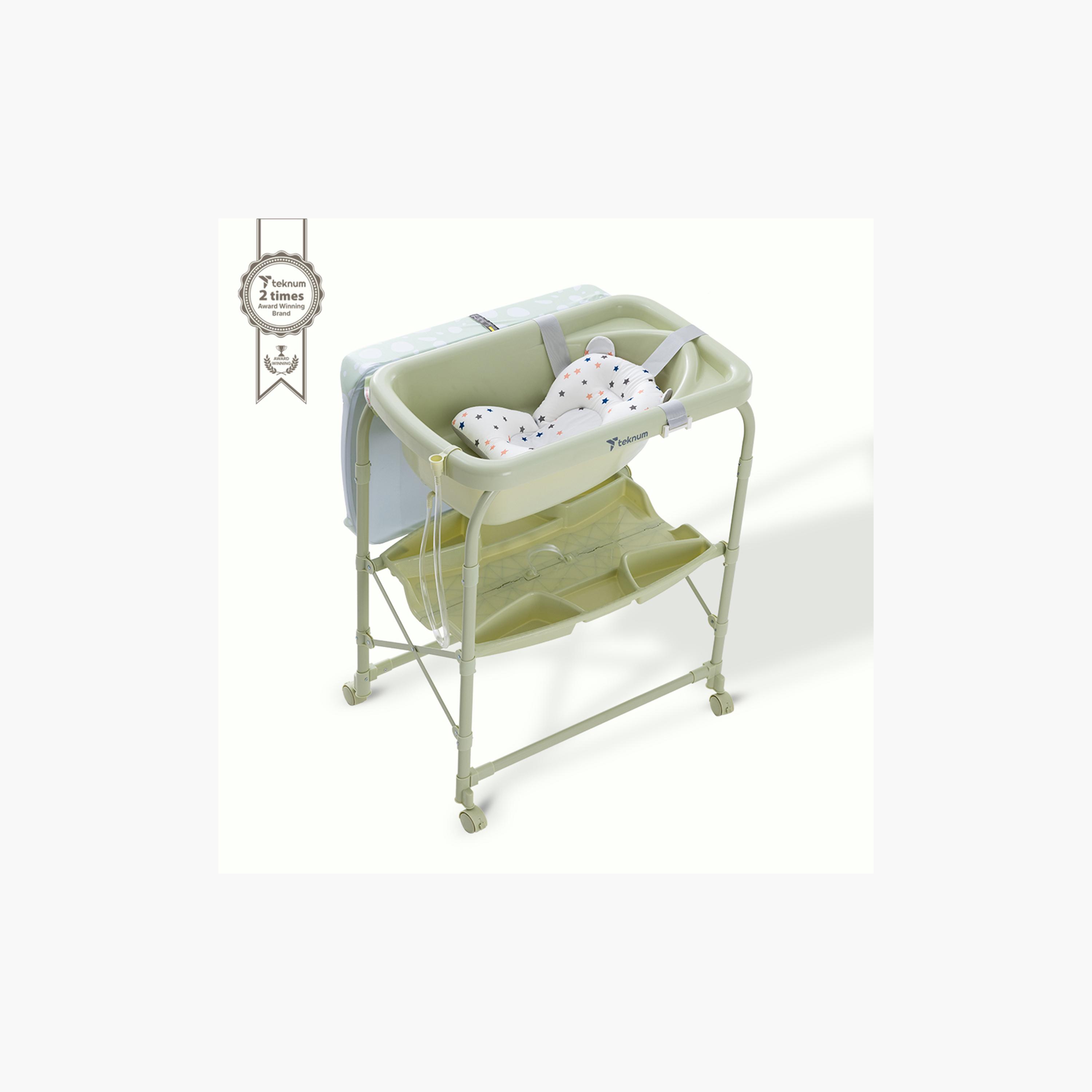 طاولة استحمام وتغيير 2 في 1 مع مرتبة وصينية تخزين من تكنوم-baby-bathandcare-changingtables-image-15