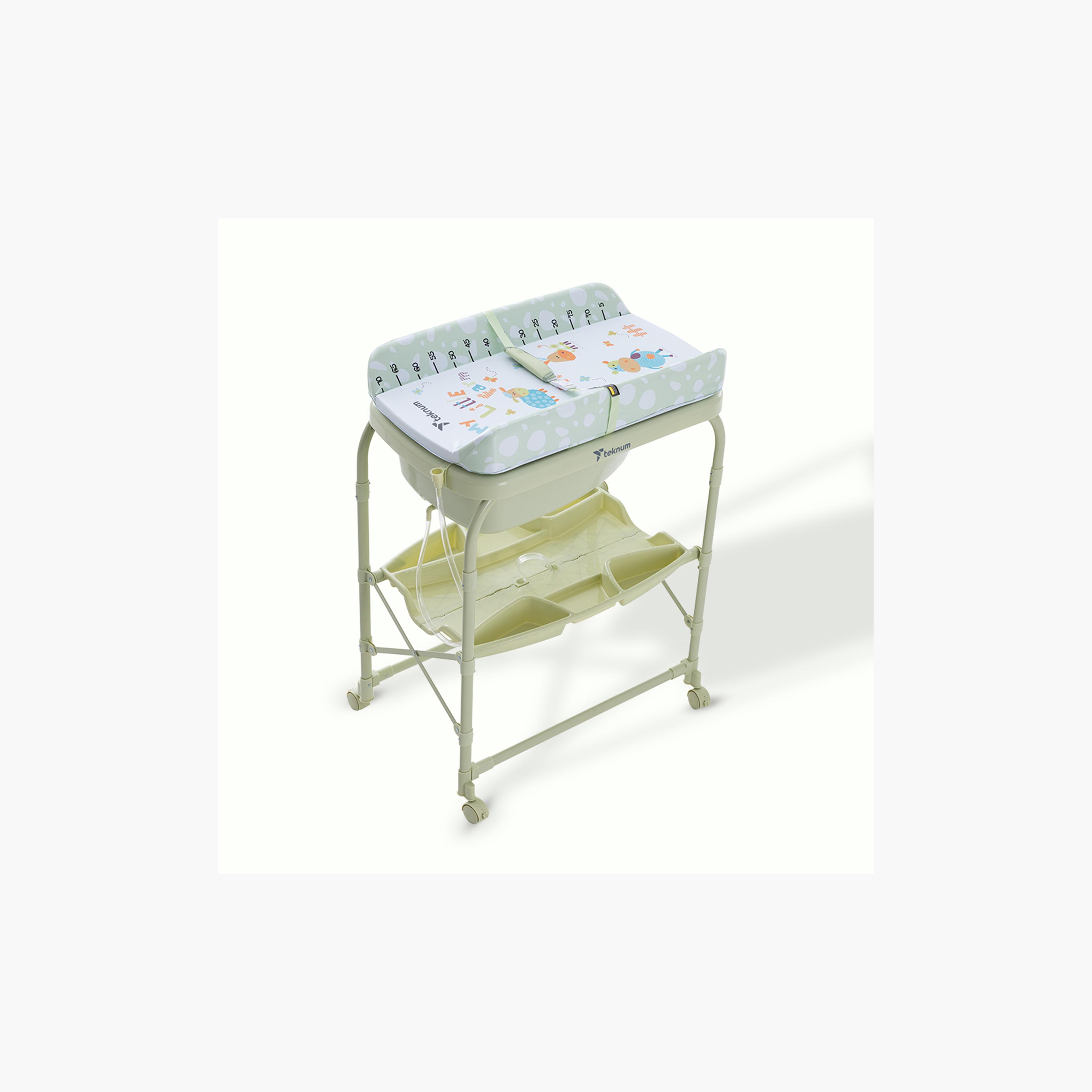 طاولة استحمام وتغيير 2 في 1 مع مرتبة وصينية تخزين من تكنوم-baby-bathandcare-changingtables-image-16
