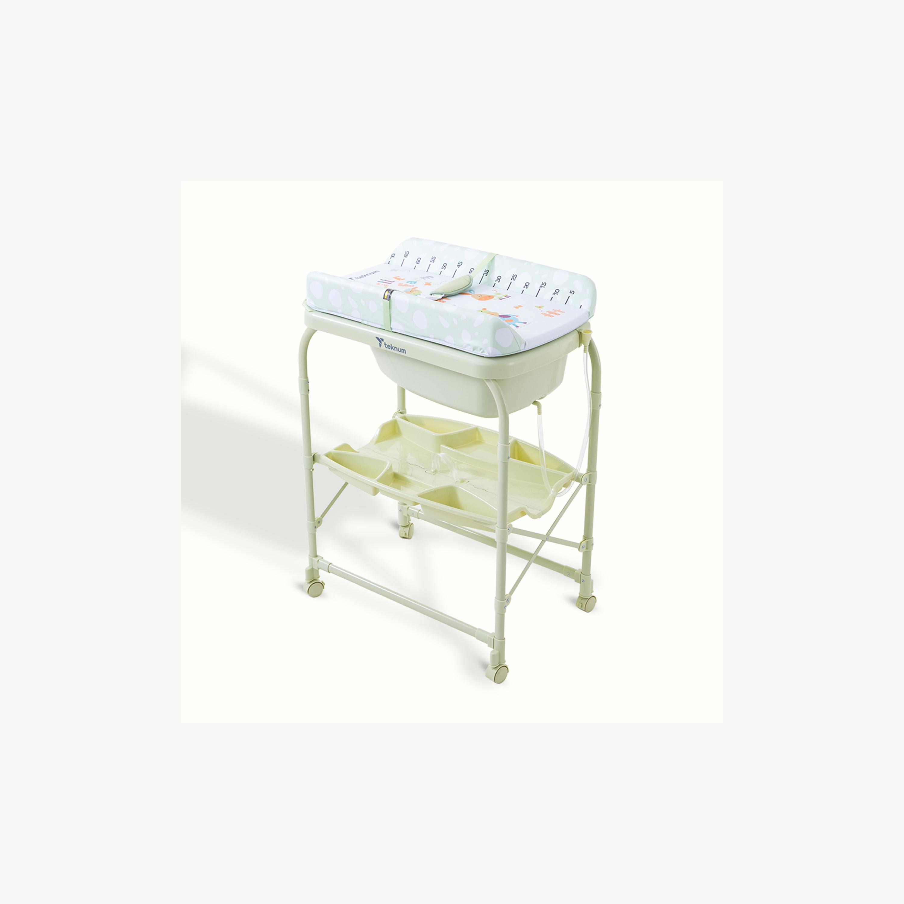 طاولة استحمام وتغيير 2 في 1 مع مرتبة وصينية تخزين من تكنوم-baby-bathandcare-changingtables-image-3